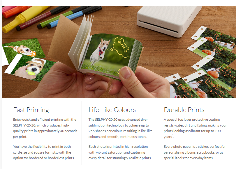 Canon Selphy Square & Card Size QX20 / QX-20 Compact Photo Printer ...