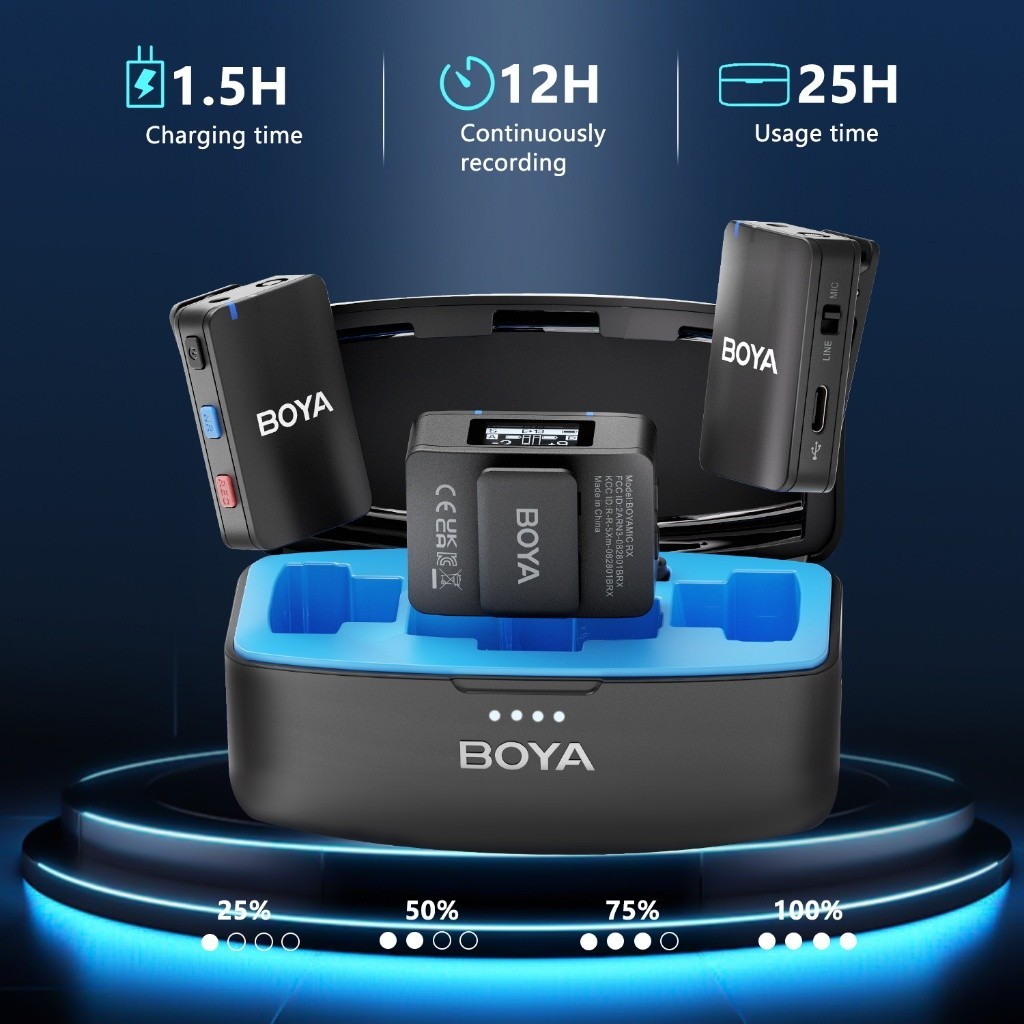 BOYA BOYAMIC All-in-One Wireless Mic with On-Board REC Support 3-Device ...