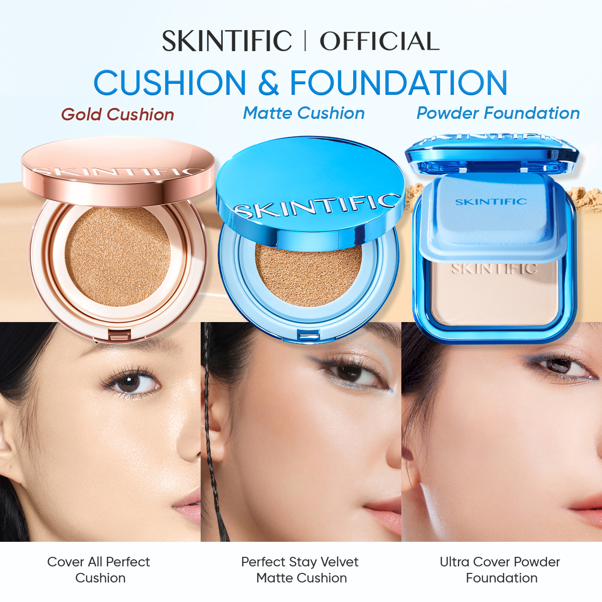 SKINTIFIC TWC powder 9g TWC powder+Matte Cushion Foundation Set