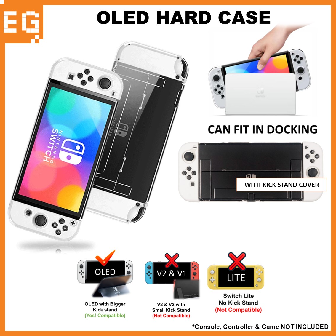 Switch OLED Case Switch V2 Casing Protective Cover with Joy Con Cover ...