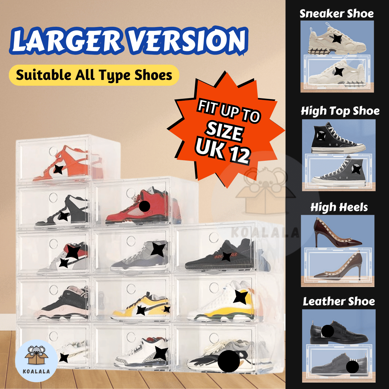 Front & Side View Large Shoes Box Shoe Rack Rak Kasut Plastik Kotak ...
