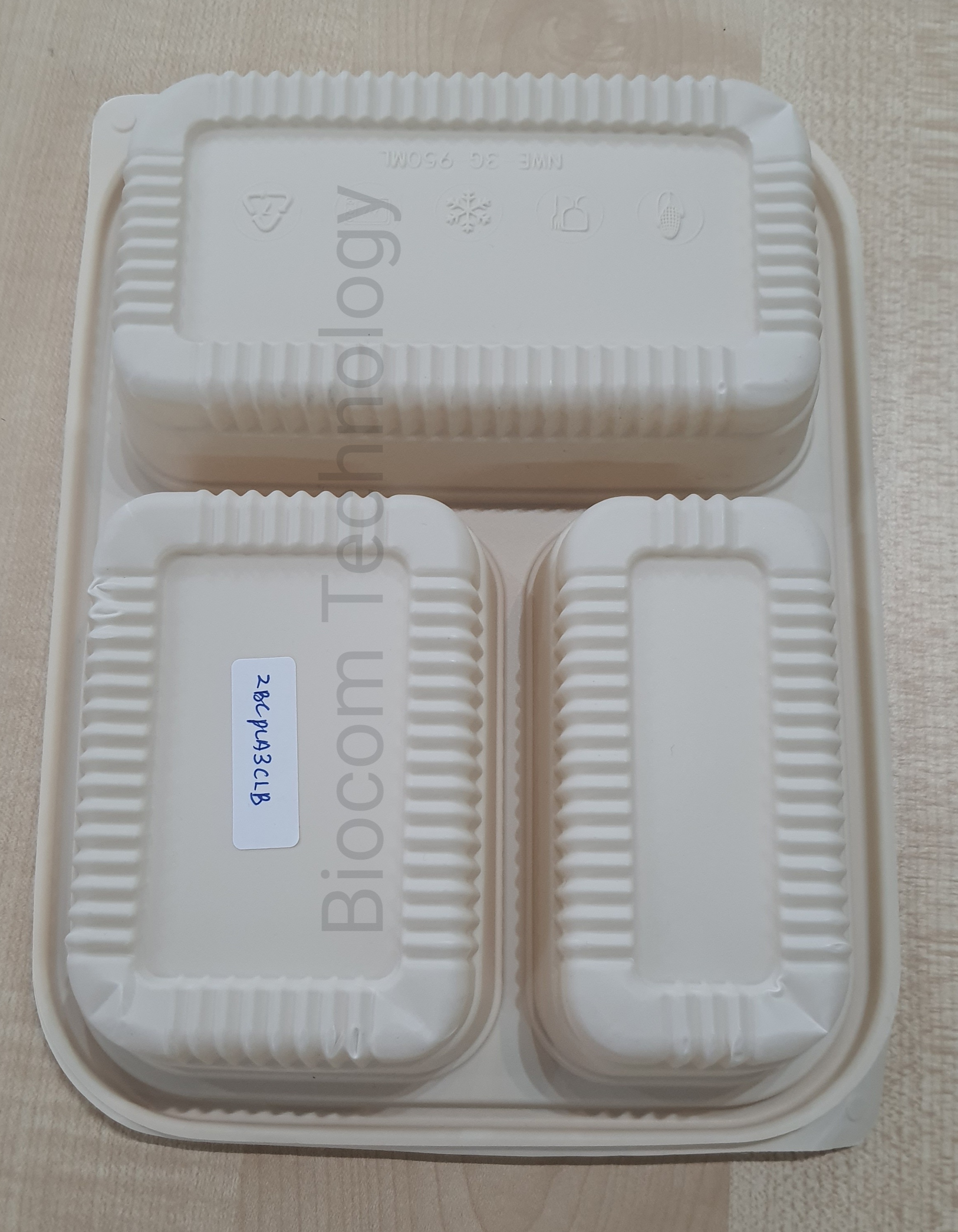 50sets Biodegradable 2BCPLA3CLC PLA Corn Starch 3 Compartment Hard ...
