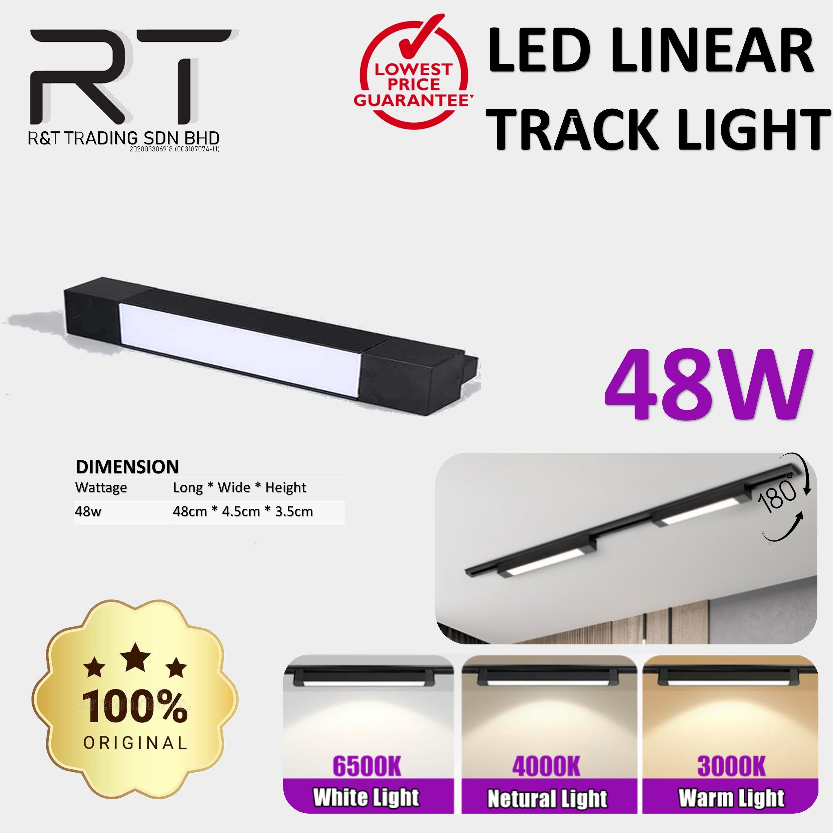 3 in 1 Color Led Linear Track Light LED 30W Just Plug & Play On Track ...