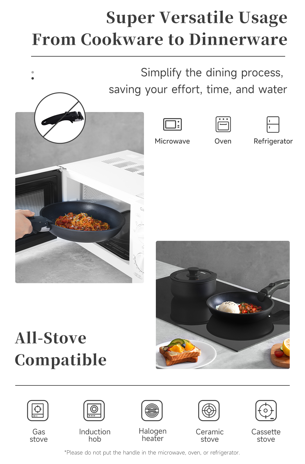 Simplus Detachable 4pcs Cookware Set丨24cm Frying Pan 18cm Saucepan with ...