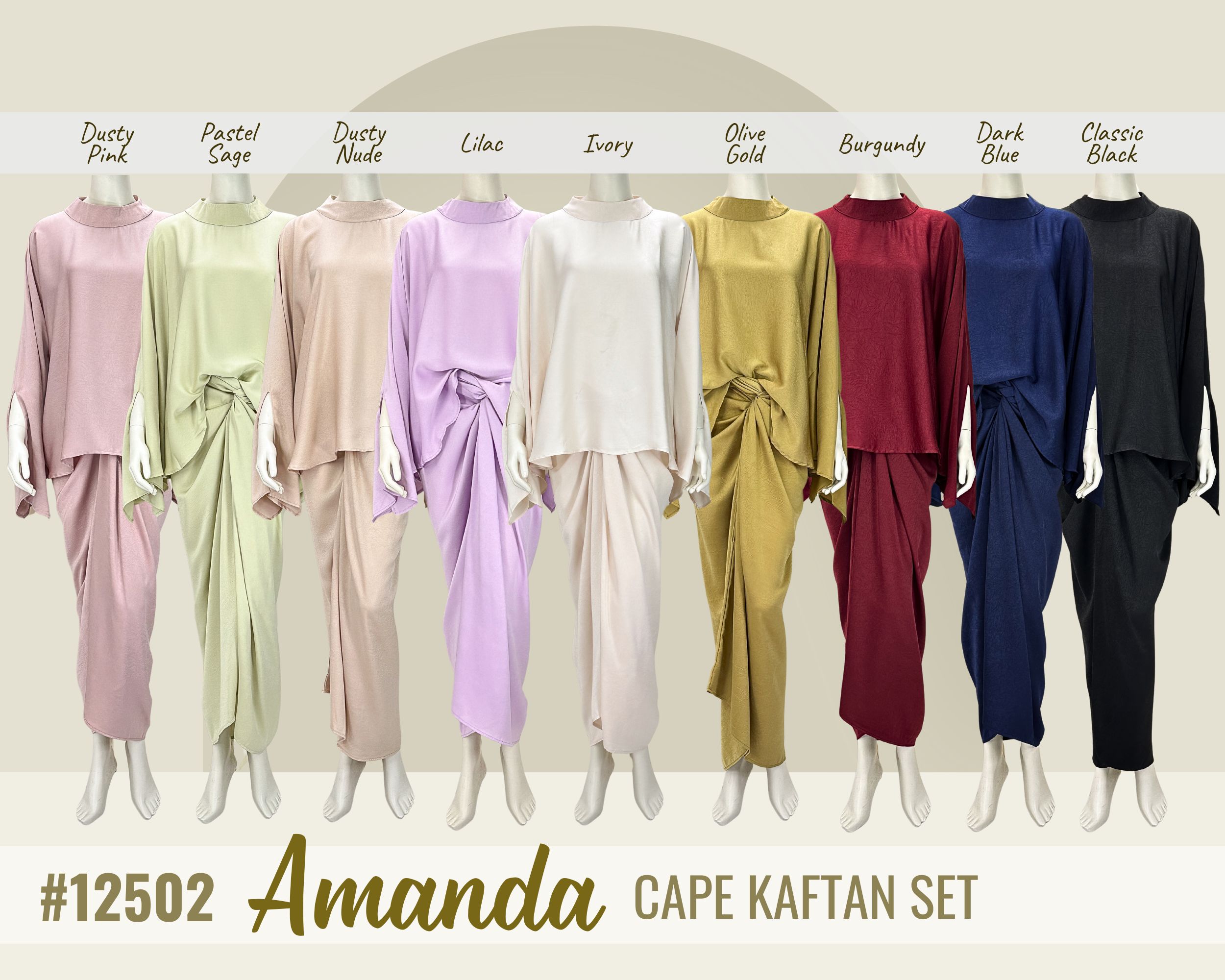 AMANDA CAPE KAFTAN SET BAJU RAYA KURUNG BRIDESMAID NIKAH TUNANG READY ...