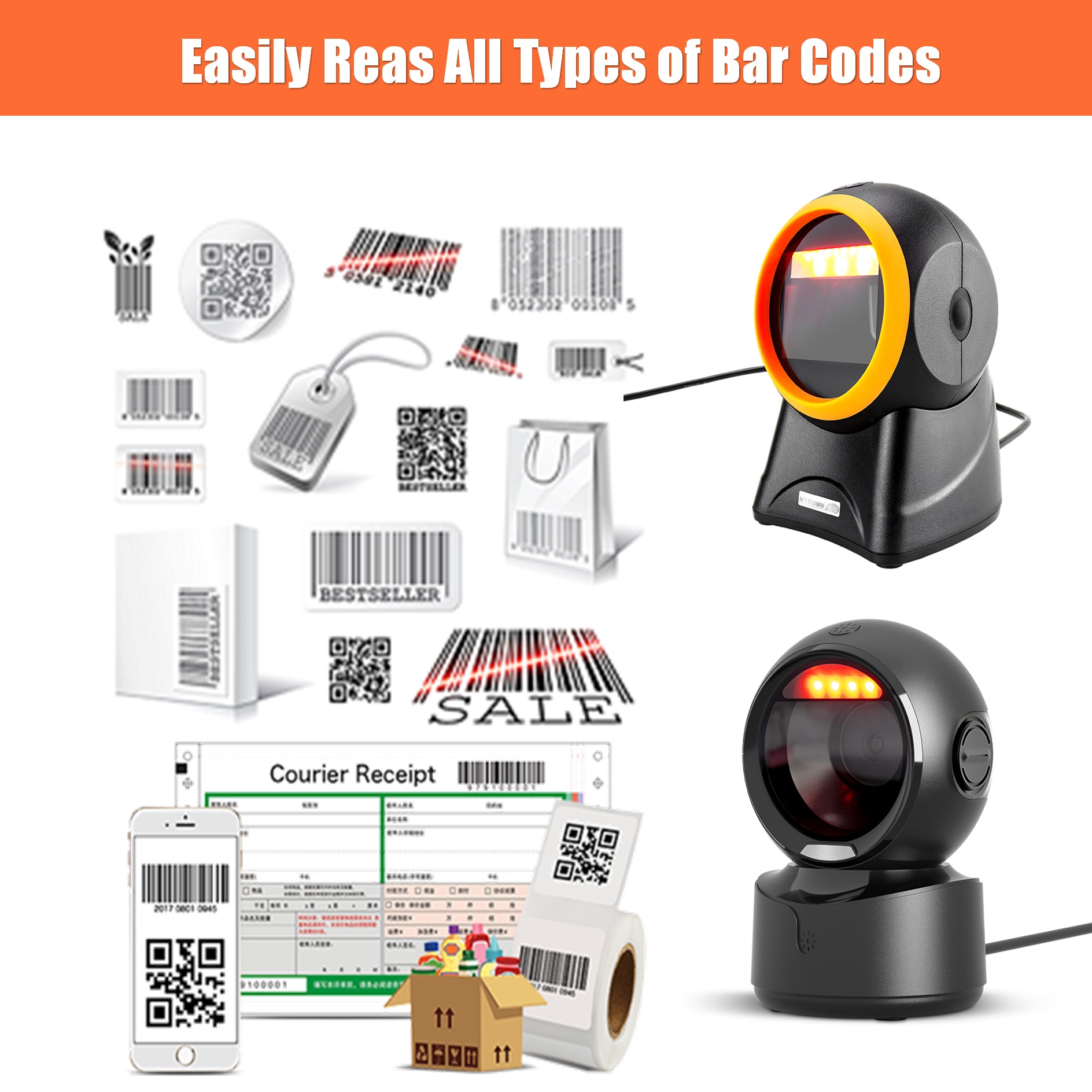 NETUM NT-2050 Netumm A1 1D 2D QR Omnidirectional Barcode Scanner E ...