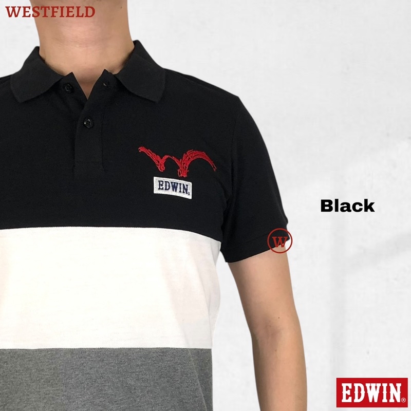 🔥New Arrivals🔥 EDWIN® Men’s Signature ‘W’ Logo Embroidery Polo Collar T ...