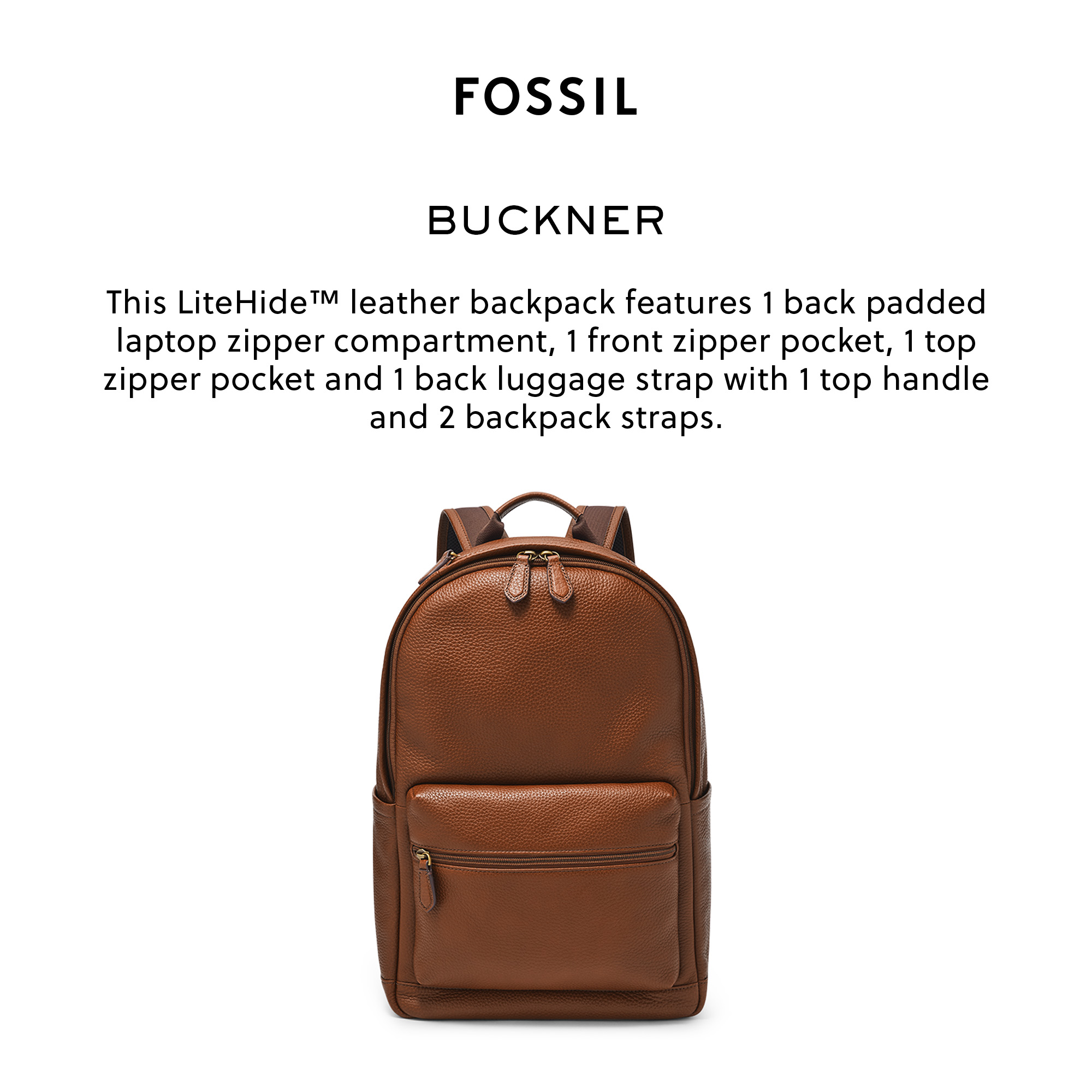 Fossil Men's Buckner Backpack ( MBG9631210 ) - Brown Leather | Shopee ...