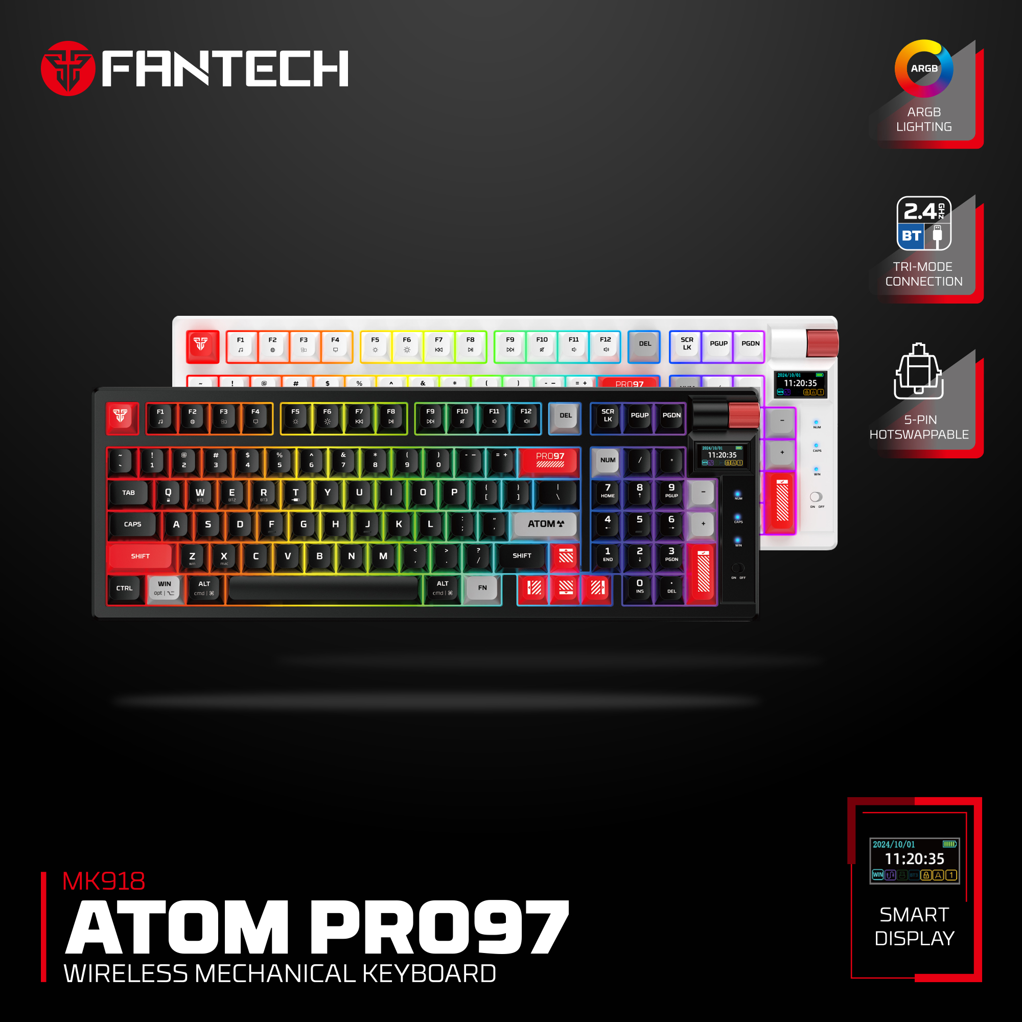 FANTECH MK917/MK918 ATOM PRO79 WIRELESS MECHANICAL KEYBOARD WITH SMART ...