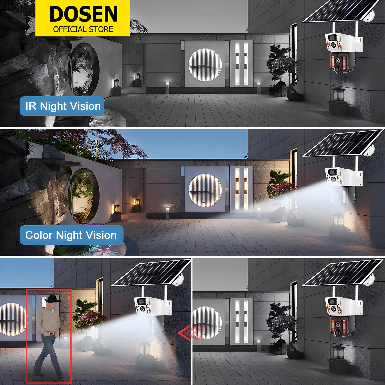 V380 Pro Solar Outdoor Cctv Camera VCS-03 Wireless Dual lens Waterproof ...