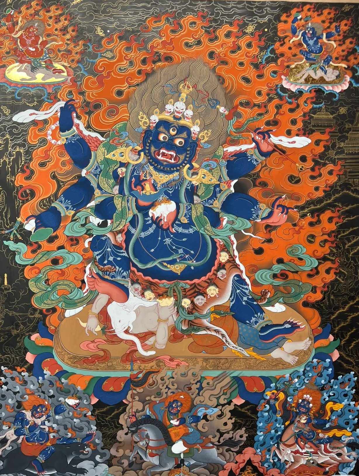 【彩绘珍藏版六臂大黑天玛哈嘎拉擦擦】Six-Armed Mahakala Tsha Tsha藏传佛教密宗大黑天护法小佛像可随身佩戴吊坠佛牌佛教 ...