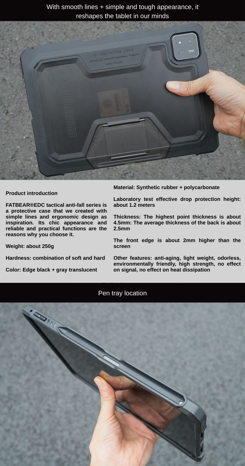 FATBEAR RUGGED ARMOR SILICONE Tablet Case for Xiaomi Mi Pad 6 7 Pro / 5 ...
