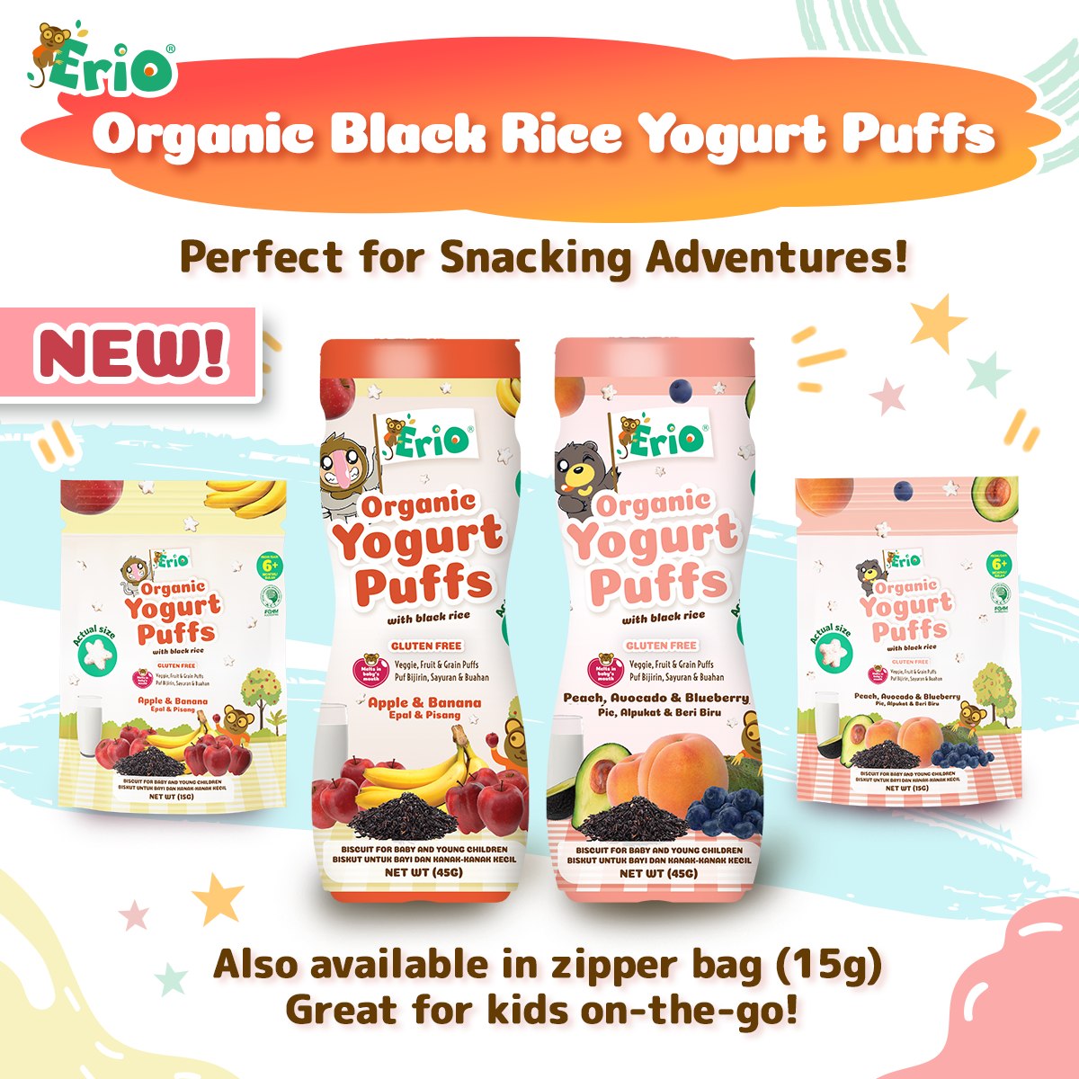 Erio Organic Yogurt Baby Puffs With Black Rice For 6 Months+ / Baby ...