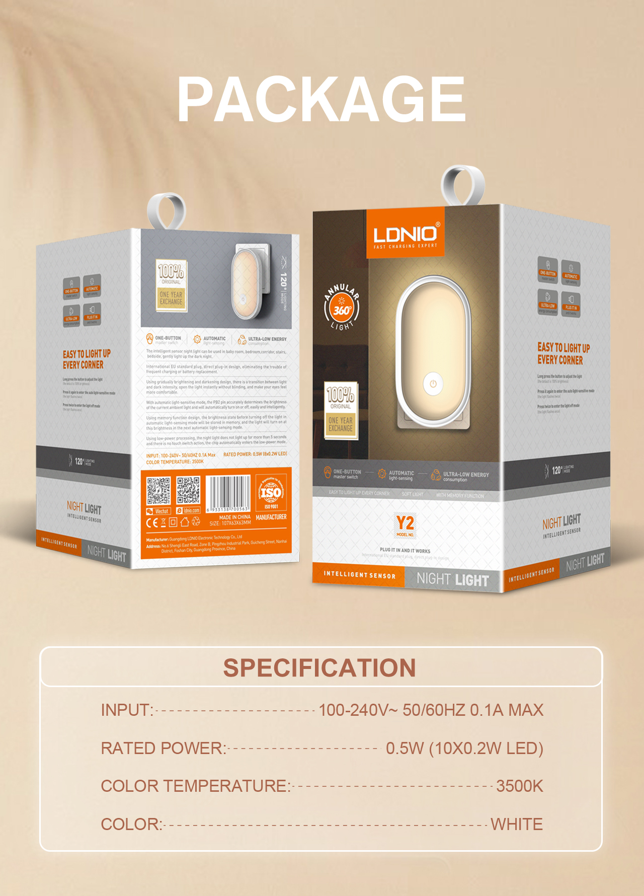 LDNIO Y1/Y2 LED Night Light Bedside Lamp Lampu Tidur Sensor Light Lampu ...