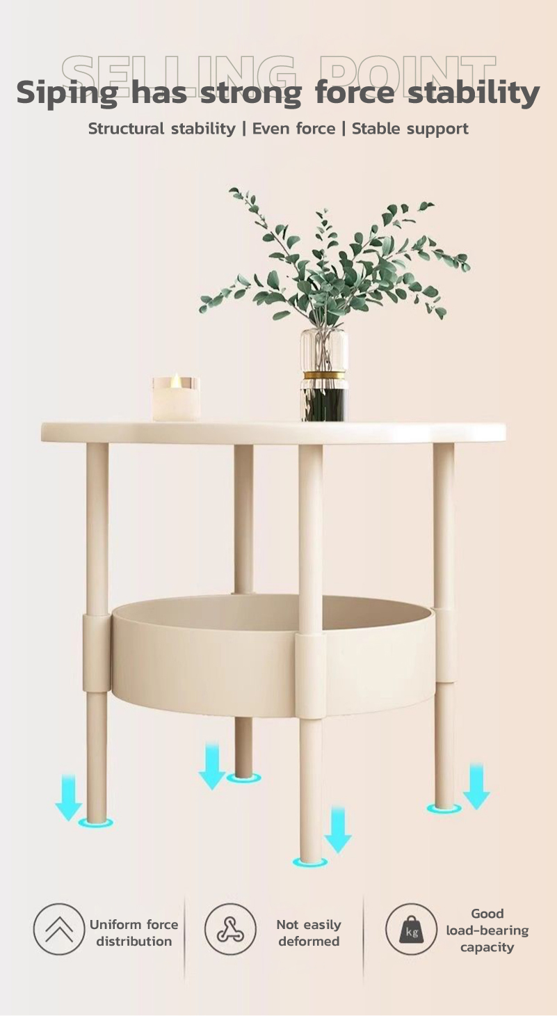 Modern Minimalist Cream Style Coffee Table, Movable Double-Layer ...