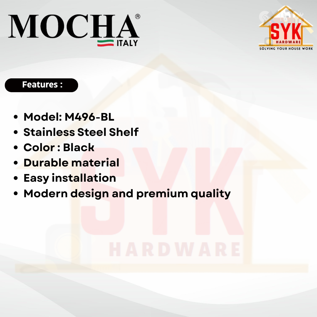 SYK Mocha M494A-BL Single Layer Shelf Stainless Steel Bathroom Wall ...