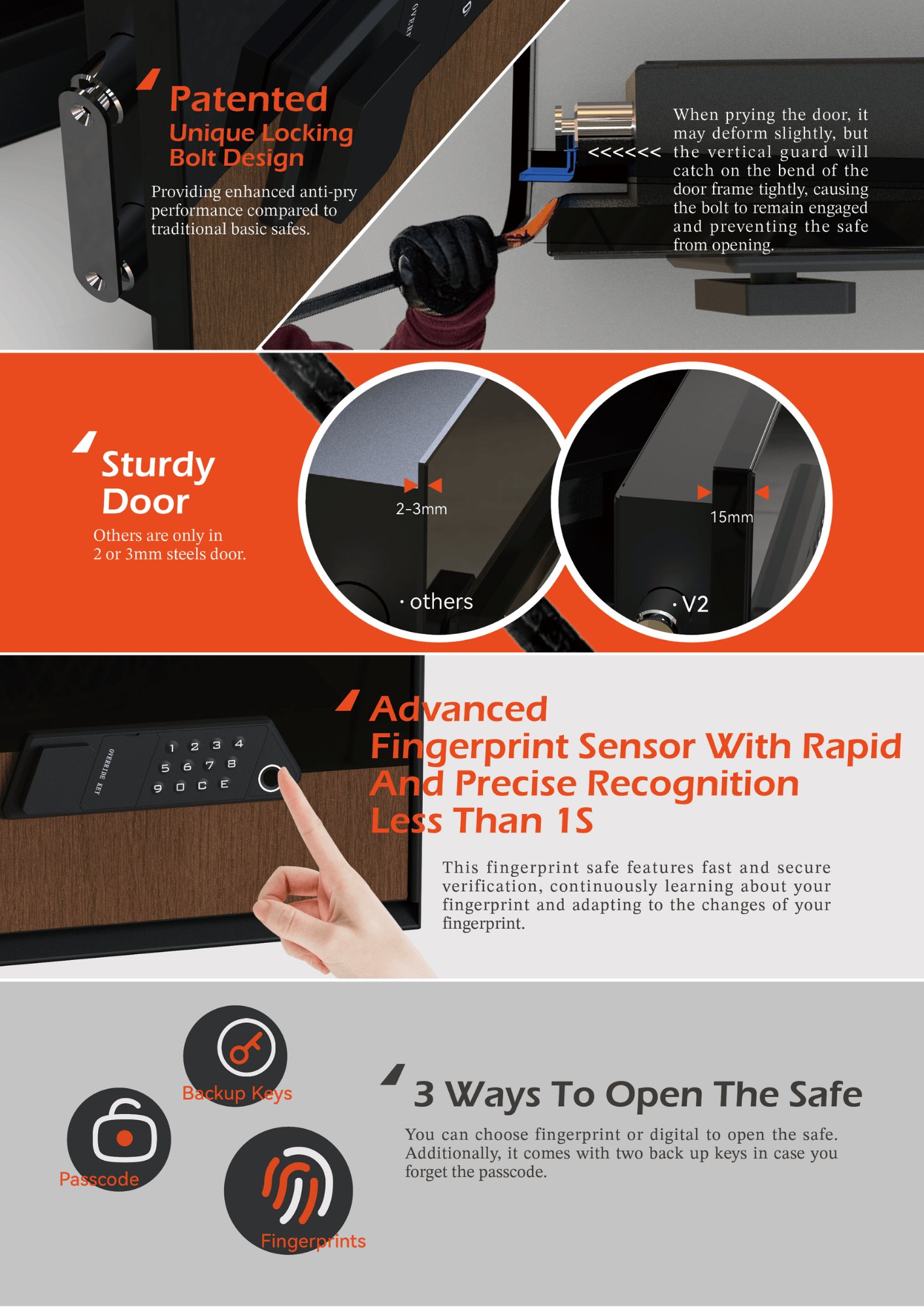 Secureloq Home Safe (Wood Edition) V2-25TS | Fingerprint | Passcode ...