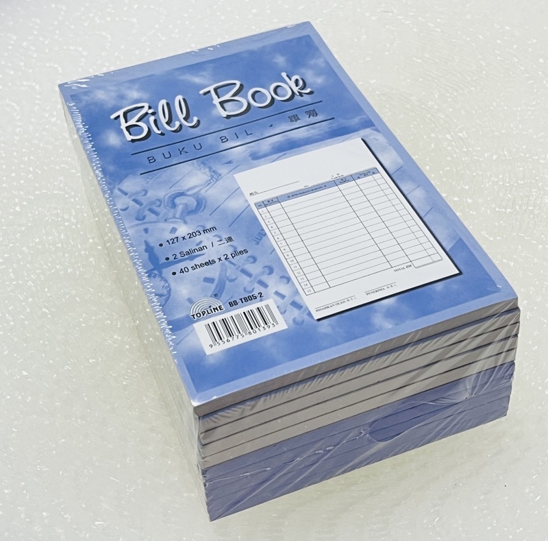 (10books) 40’s X 2ply Topline Bill Book 127x203mm TOPLINE BB-T805-2 开单簿 ...