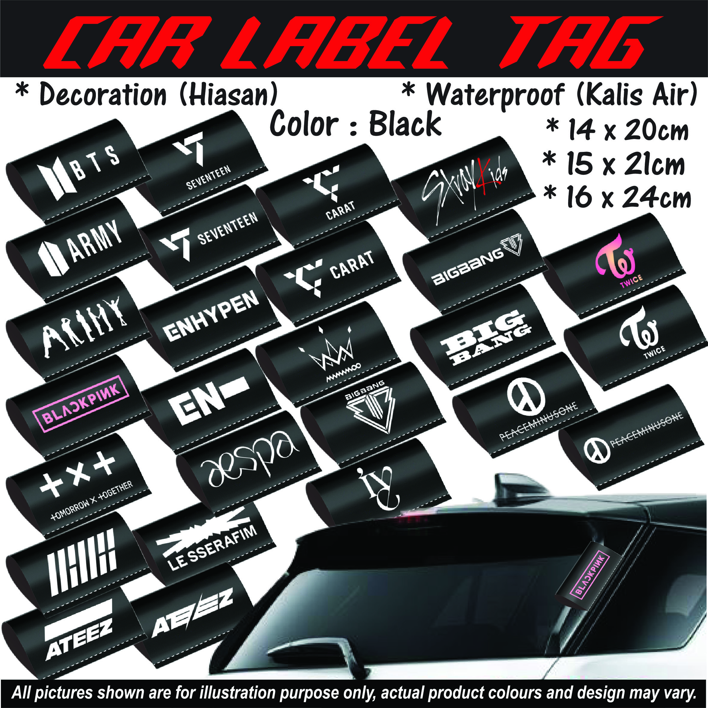 Car Label Tag Trunk Door Label Tag Exterior Decoration Kpop Black Color ...