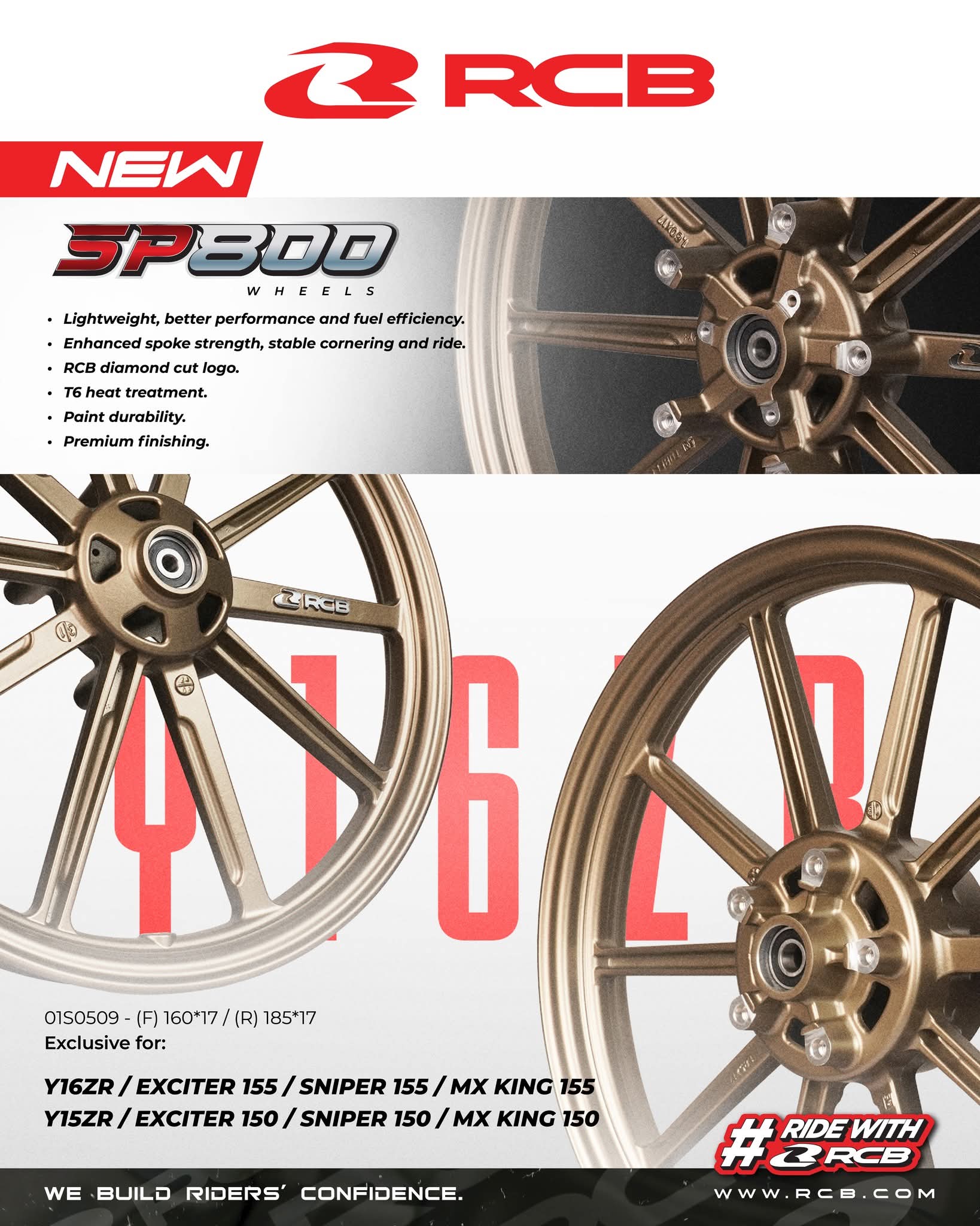 RIM YSUKU Y15 Y15ZR Y16 Y16 ABS RCB ORIGINAL SP800 SPORT RIM 800 160 ...