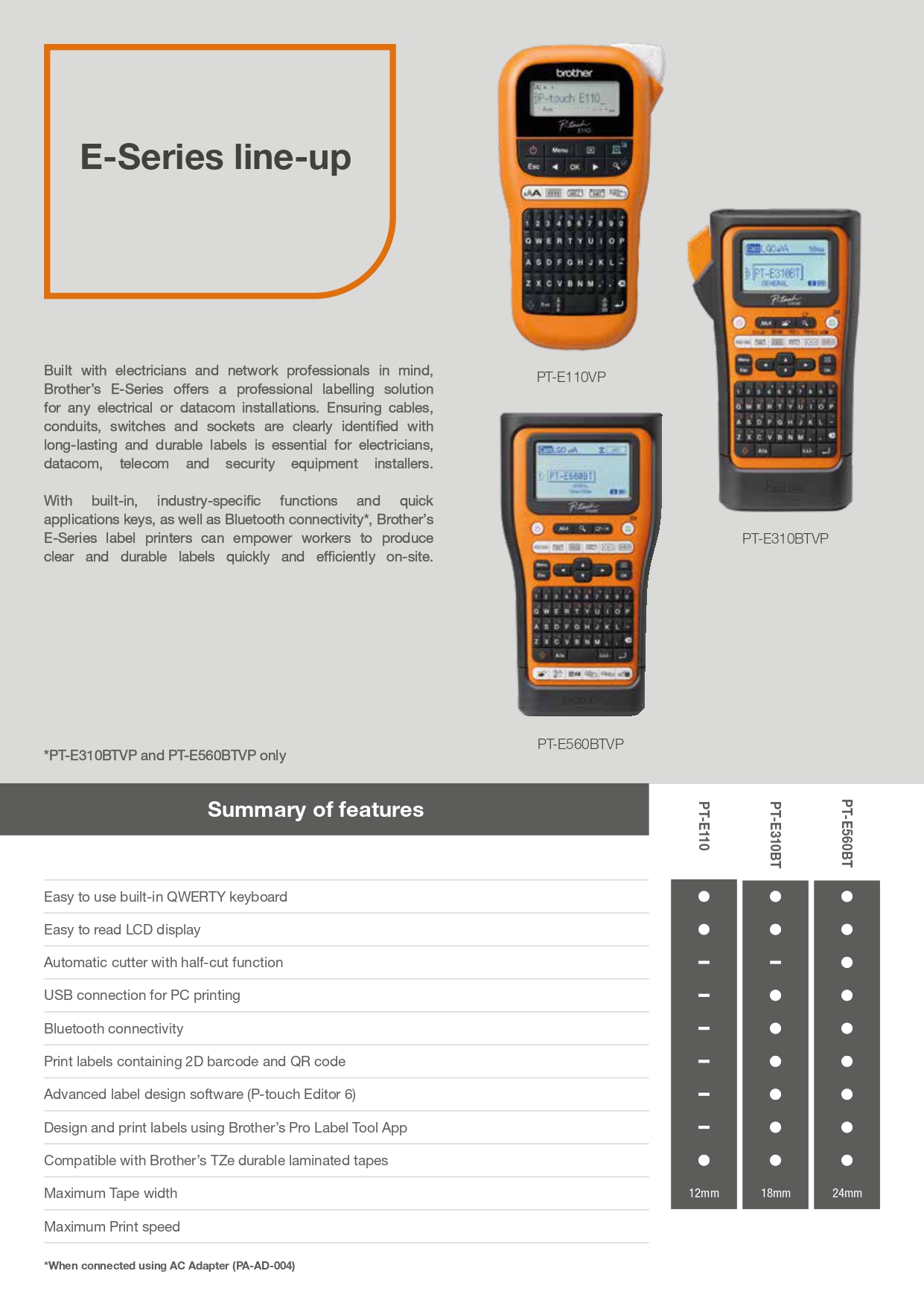 Brother Label Maker Printer P-Touch PT-E310BTVP 18mm PT-E560BTVP 24mm ...