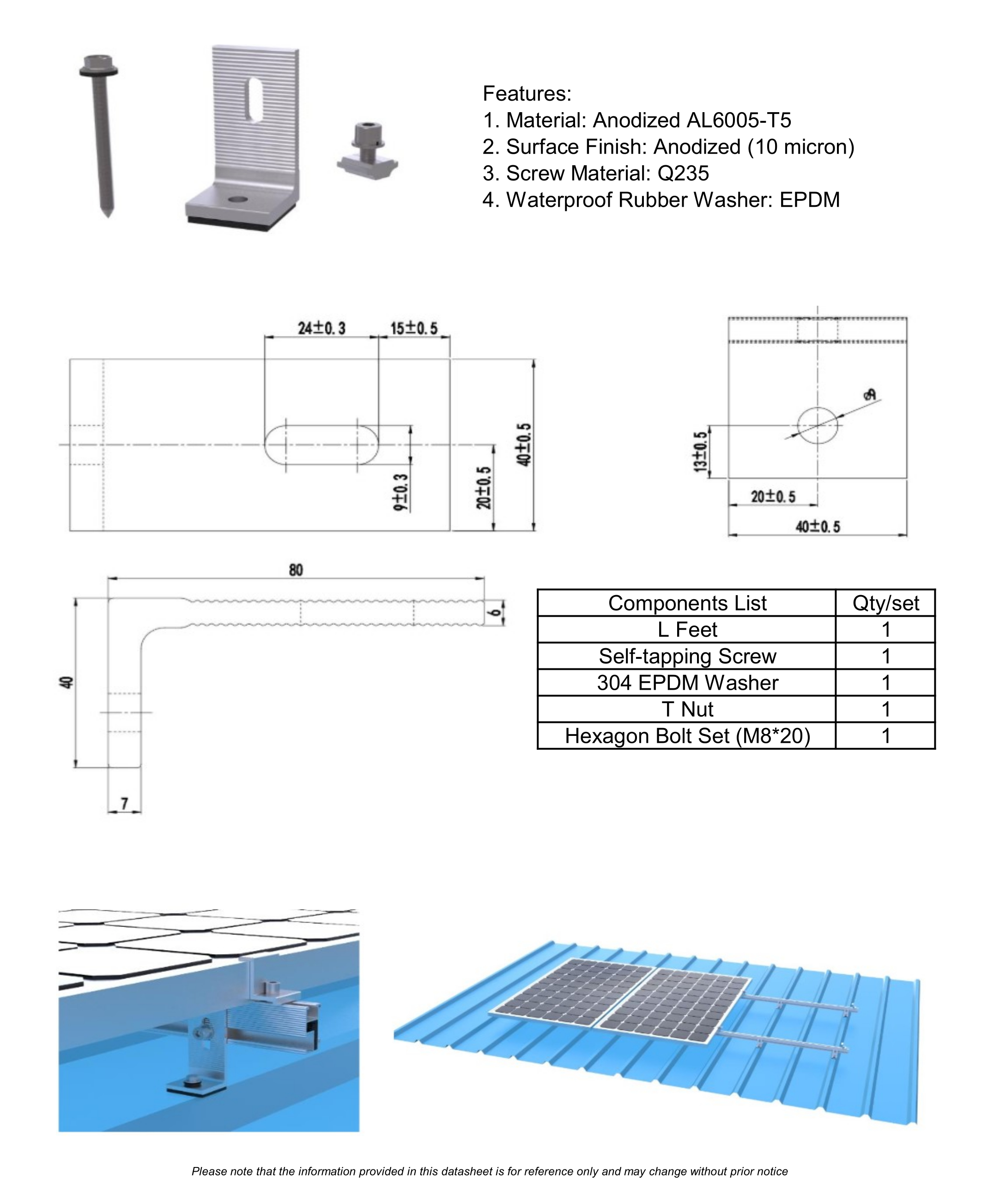Solar Panel Racking System L Bracket with a Self-Tapping Screw | Shopee ...