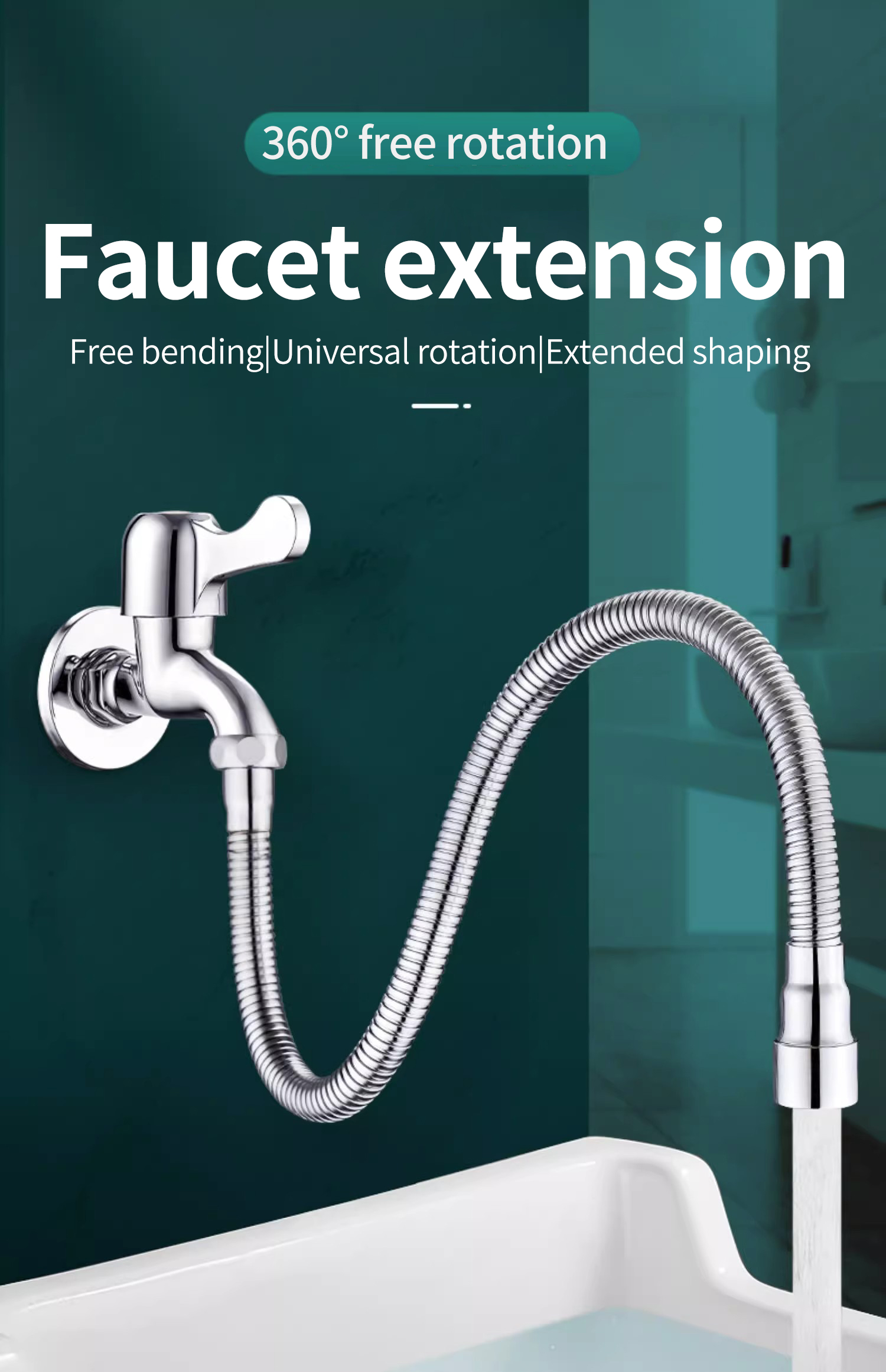 Universal Faucet Extender 360° Rotating 304 Stainless Steel Extension ...