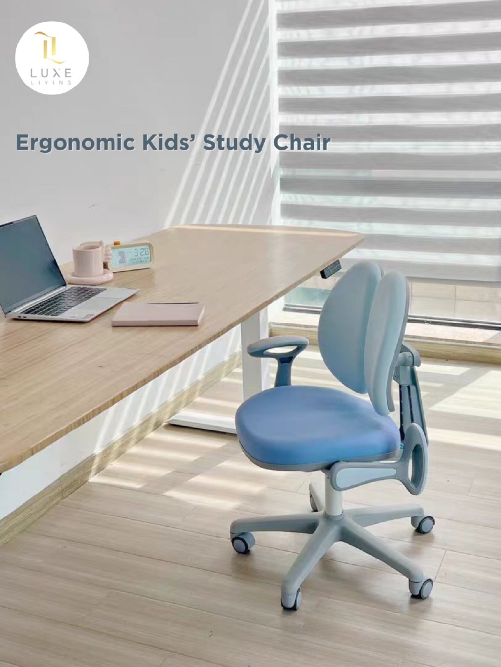 LUXE: Toby Kids Study Desk/ LED / Study Chair | Adjustable Ergonomic ...