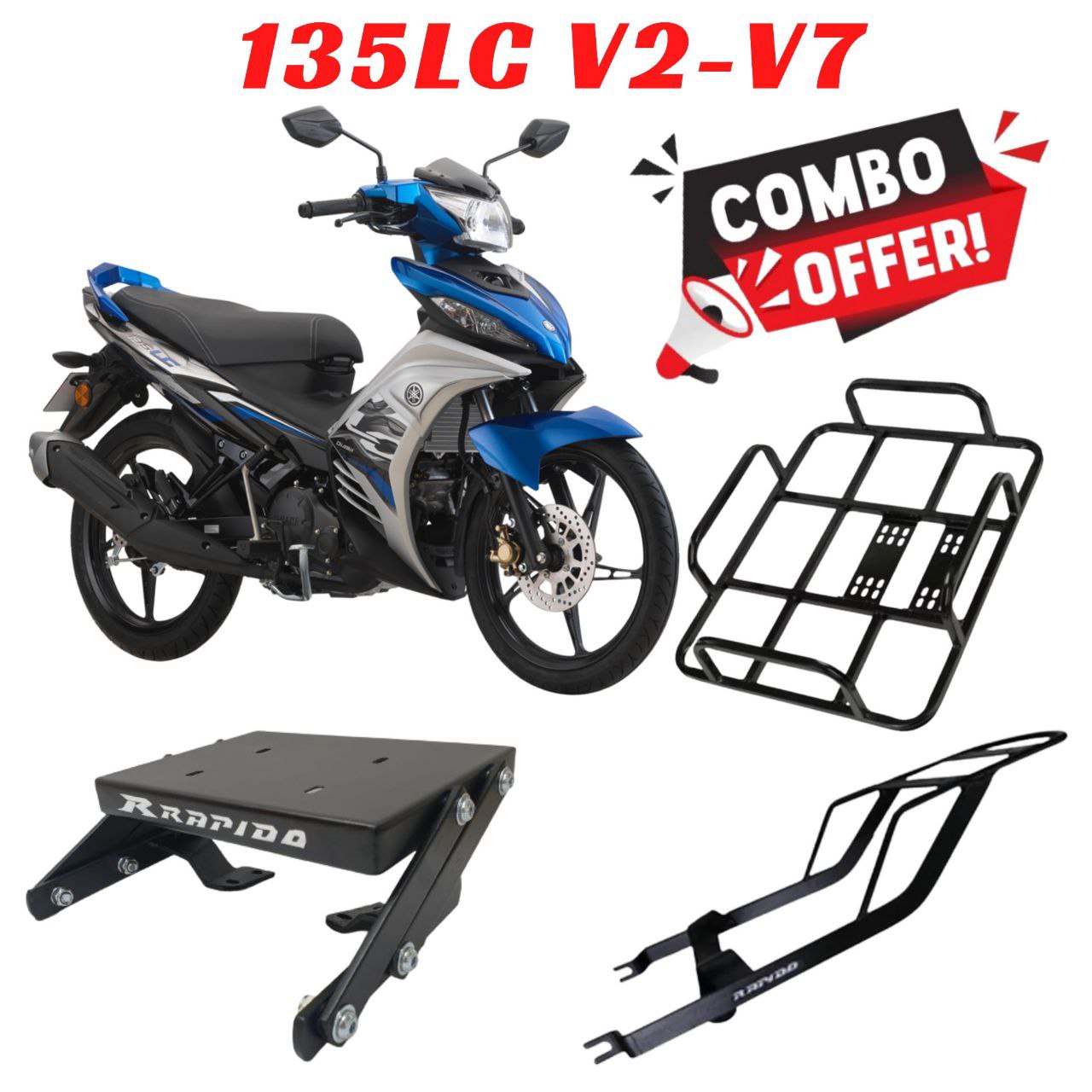 (Yamaha 135LC V2-V7 LC135) Delivery Beg Rak Motor+Rapido Adjustable ...