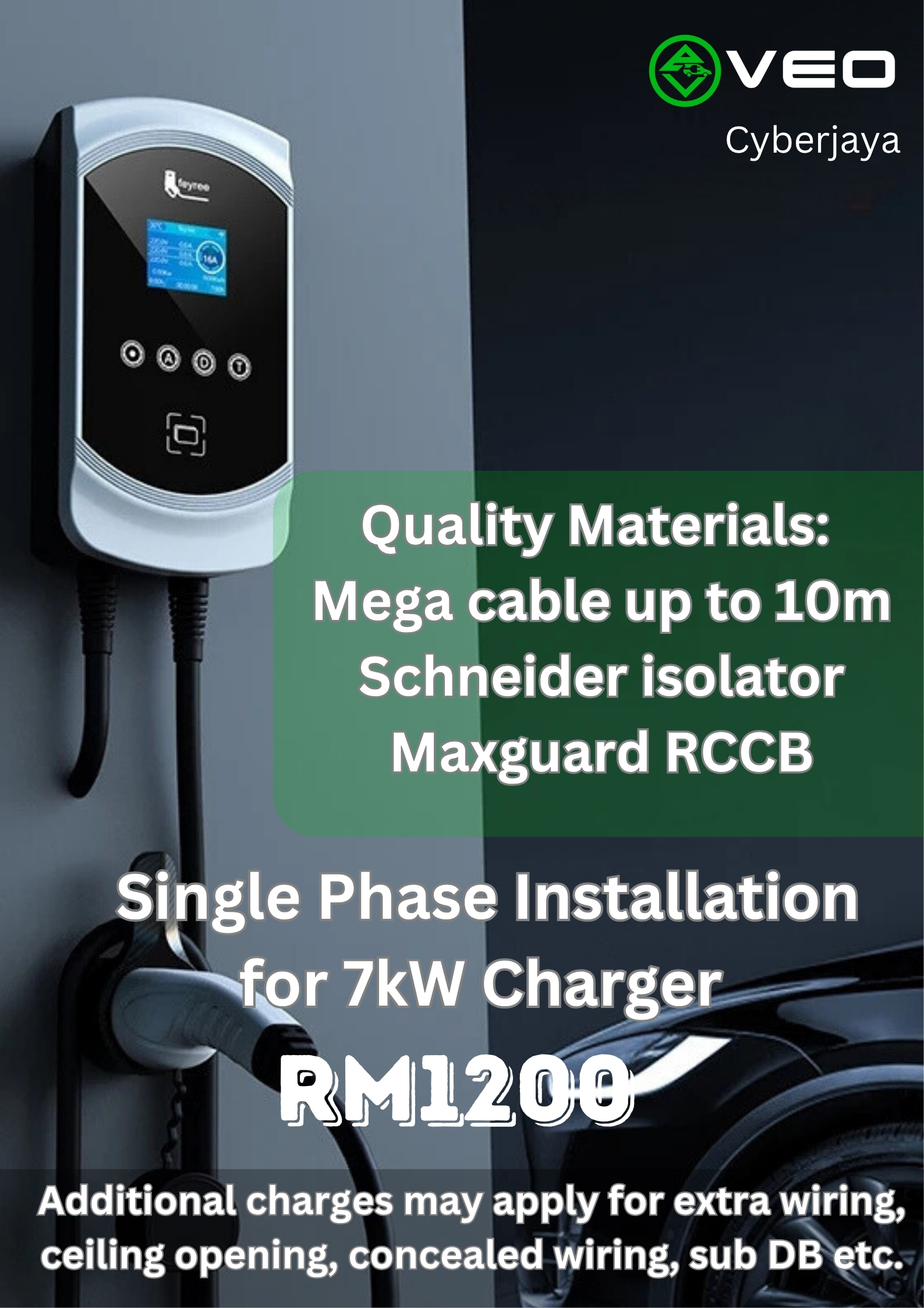 Feyree Wallbox EV Charger + App 7.6kW/11kW/22kW Type2 AC Charger (Free ...