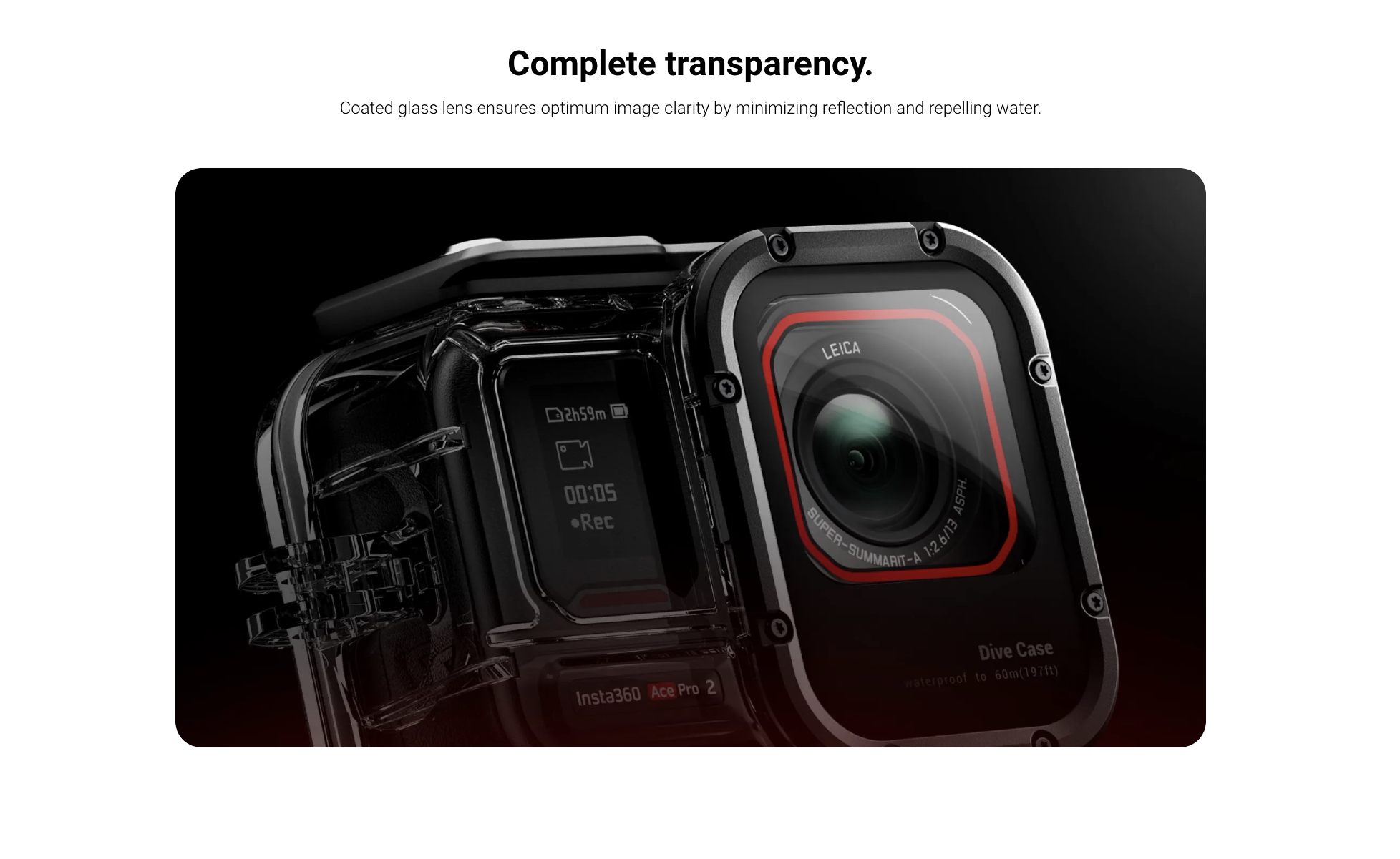 thumbnail image 2 of Ace Pro 2 Waterproof Case Dive Case For Insta360 Ace Pro / Ace Pro 2 - 60m Waterproof Housing With Dual Cold Shoe Mounts Tempered Glass Lens Ace Pro 2 Case 2 of 12