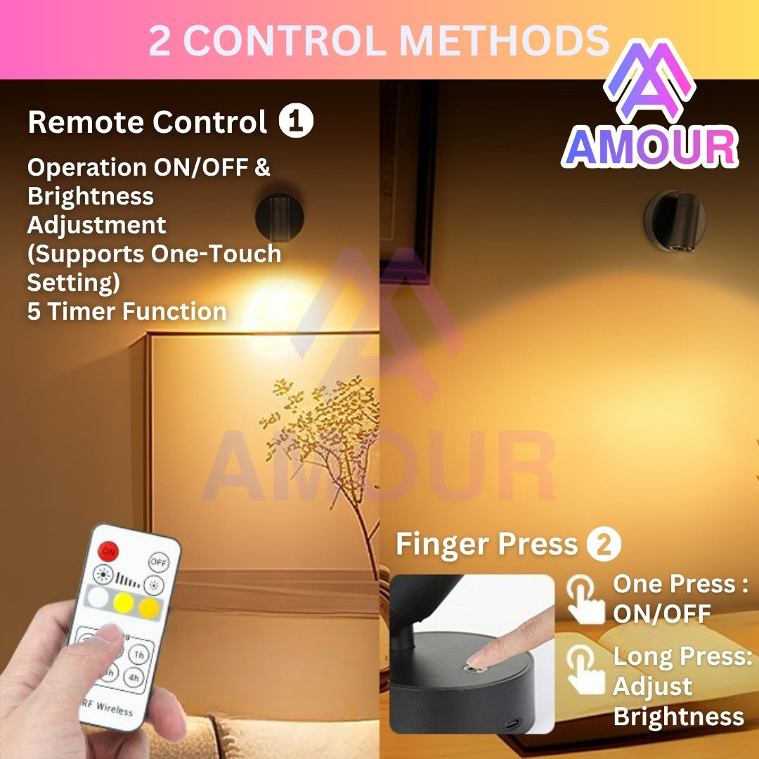 🔥USB Rechargeable🔥LED Wall Light Indoor Remote Control Magnetic Base ...