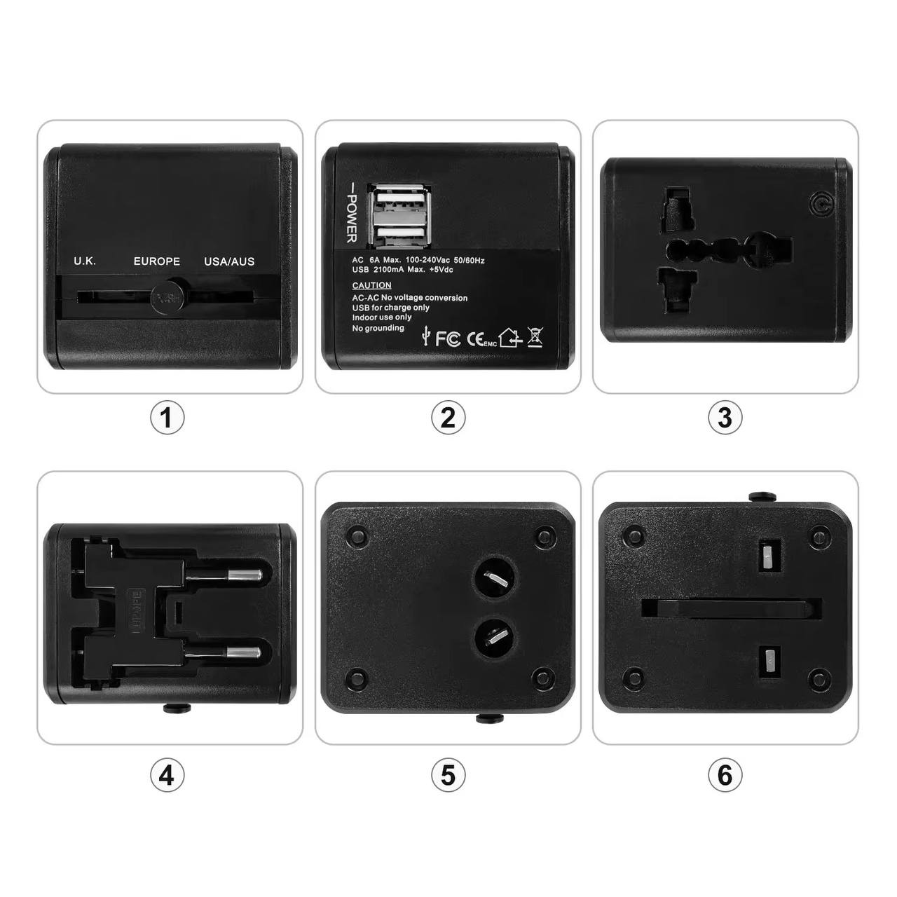 UNIVERSAL FAST CHARGING TRAVEL USB CHARGER PLUGS ADAPTER(USB X 2 ...