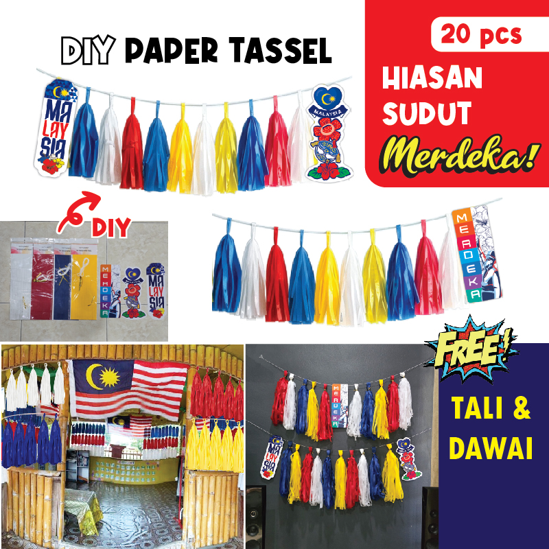[1 SET] Jumbai Kertas DIY | Hiasan Gantung Hari Merdeka | Deko Hari ...