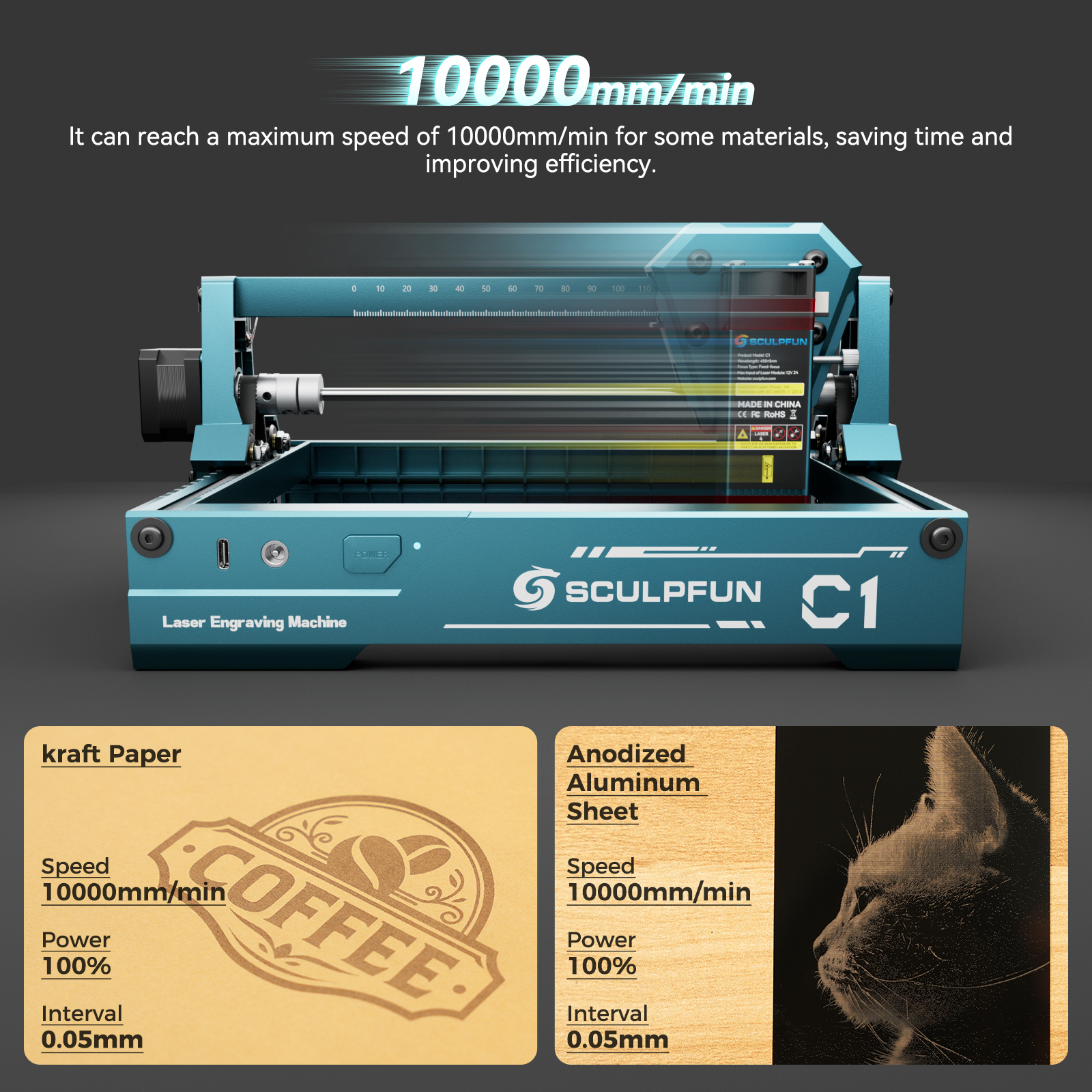 SCULPFUN C1 Mini Laser Engraver Portable Laser Engraving Machine 3W 150 ...