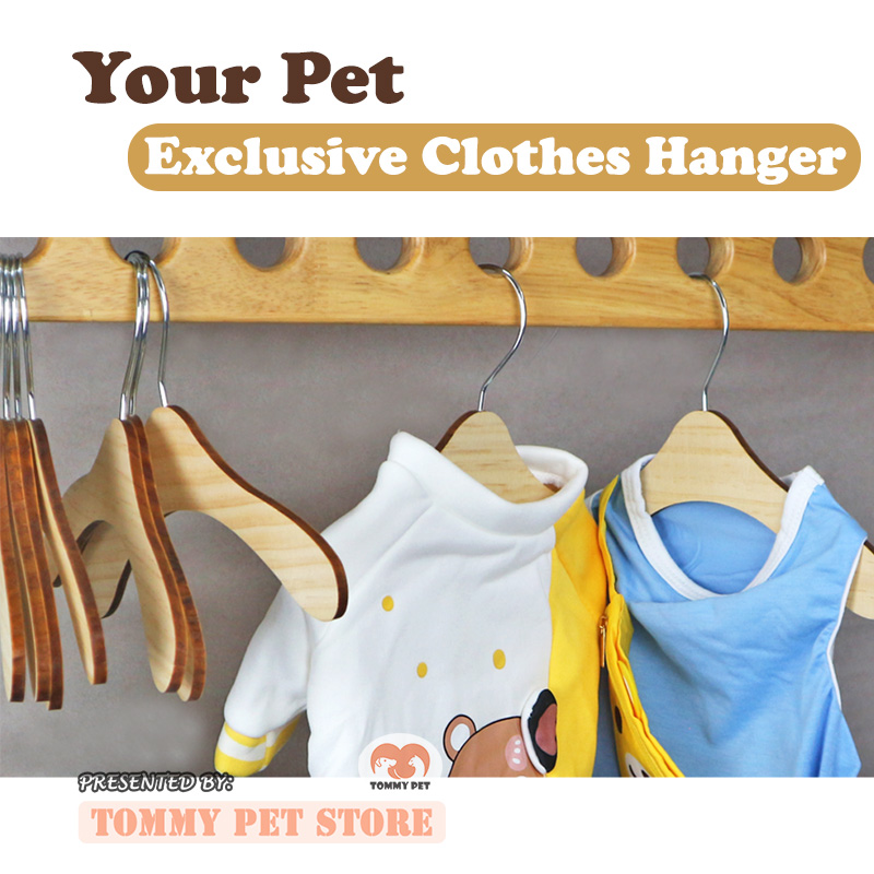 Wooden Pet Clothes Hanger Dog Cat Clothes Hanger Rack Hanger Penyangkut ...