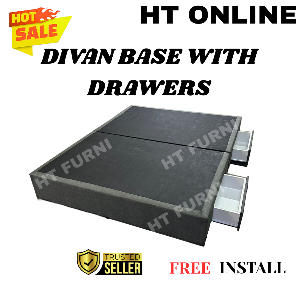 [HT ONLINE] 2 Drawer Queen Storage Bed Frame | 2 Laci Katil Queen ...