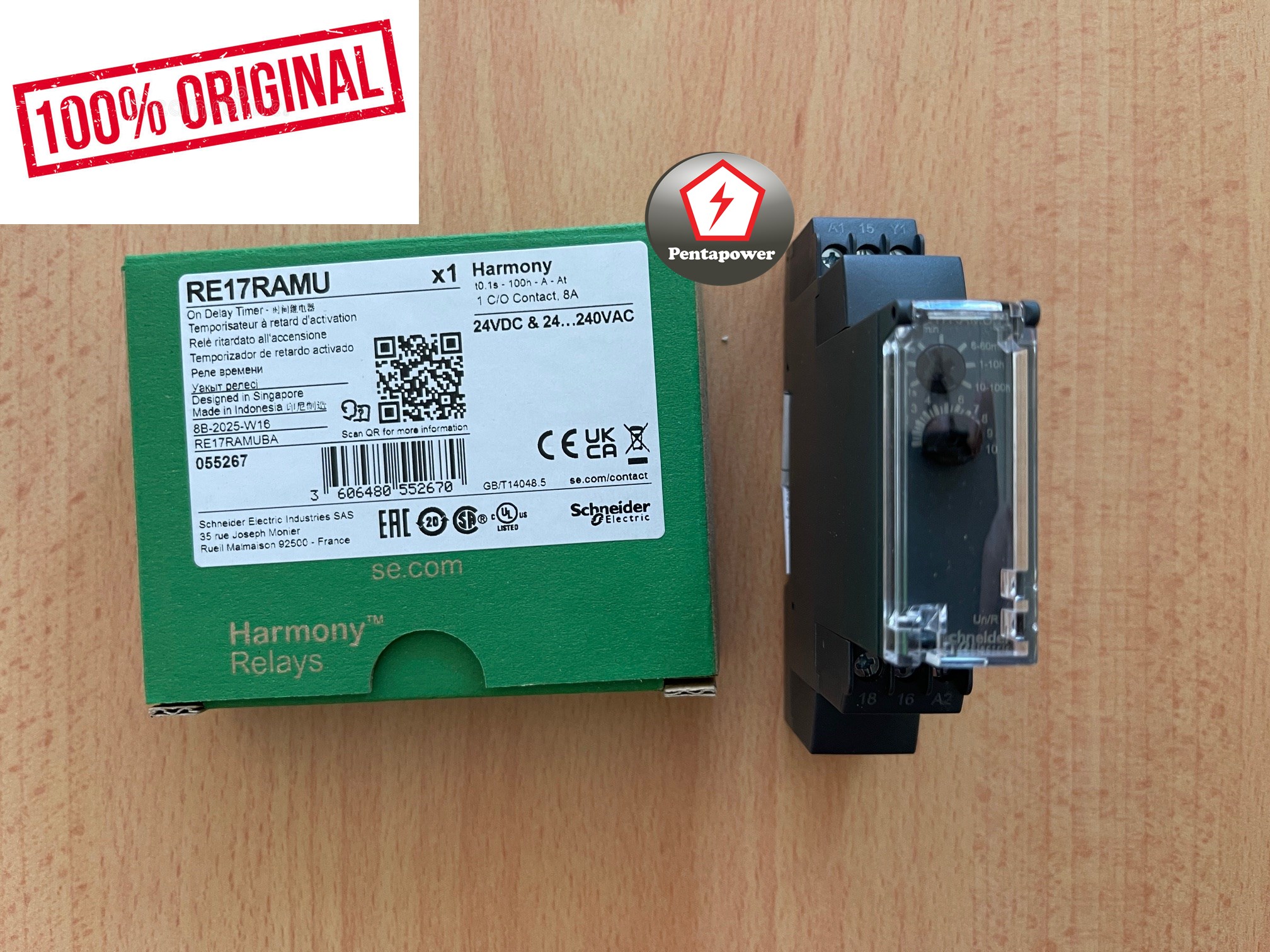 SCHNEIDER RE17RAMU dual function relay, Harmony Timer Relays, 8A, 1CO ...