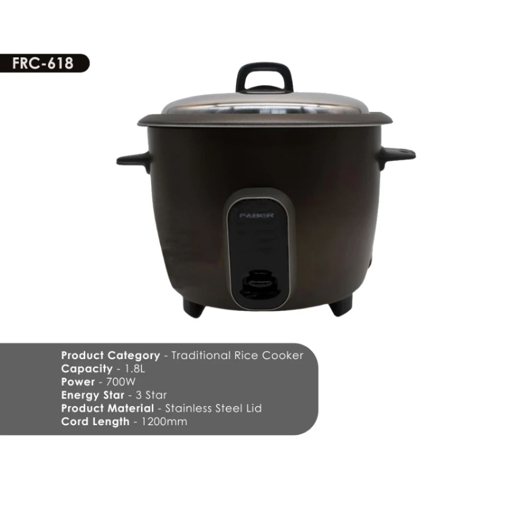 Faber Periuk Nasi Elektrik TRA Rice Cooker FRC-606 (0.6L) FRC-610 (1.0L ...