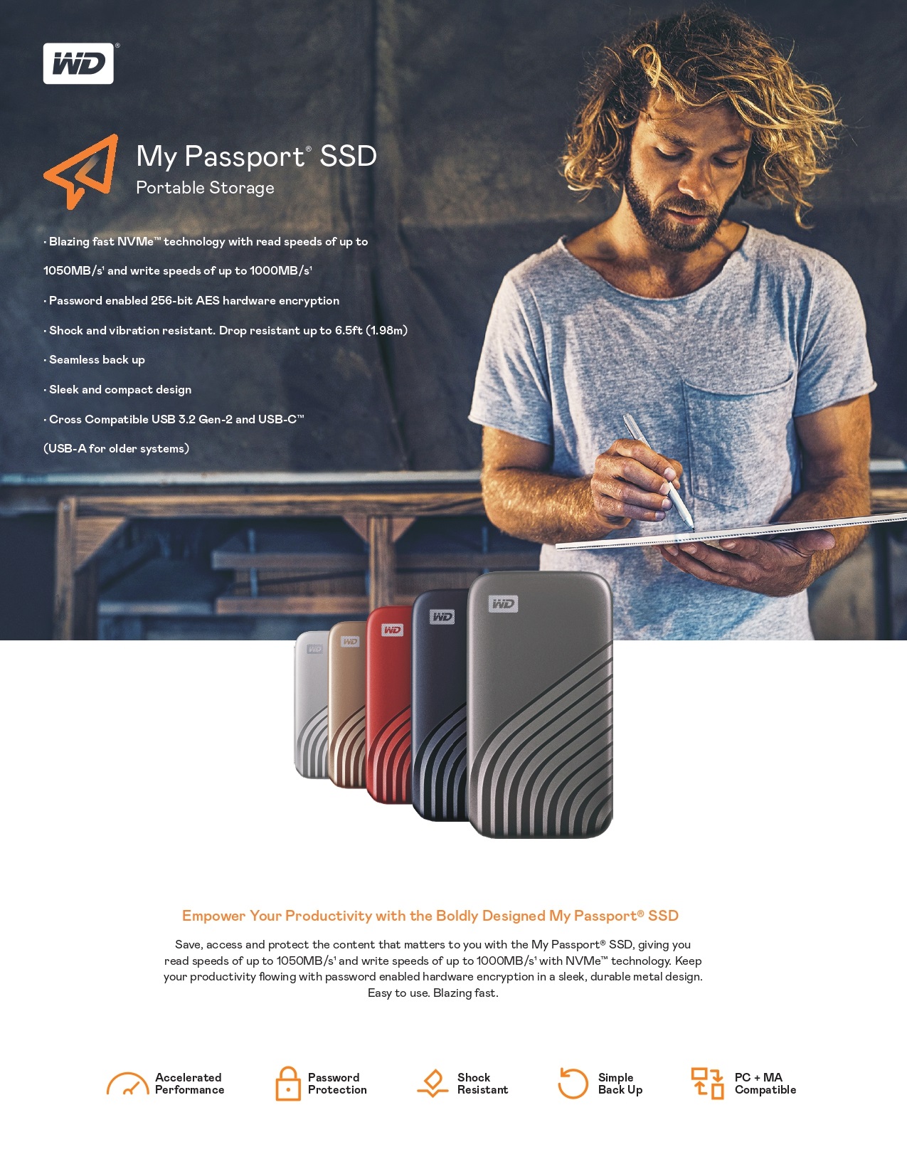 WESTERN DIGITAL WD MY PASSPORT SSD USB 3.2 GEN 2 PORTABLE EXTERNAL ...