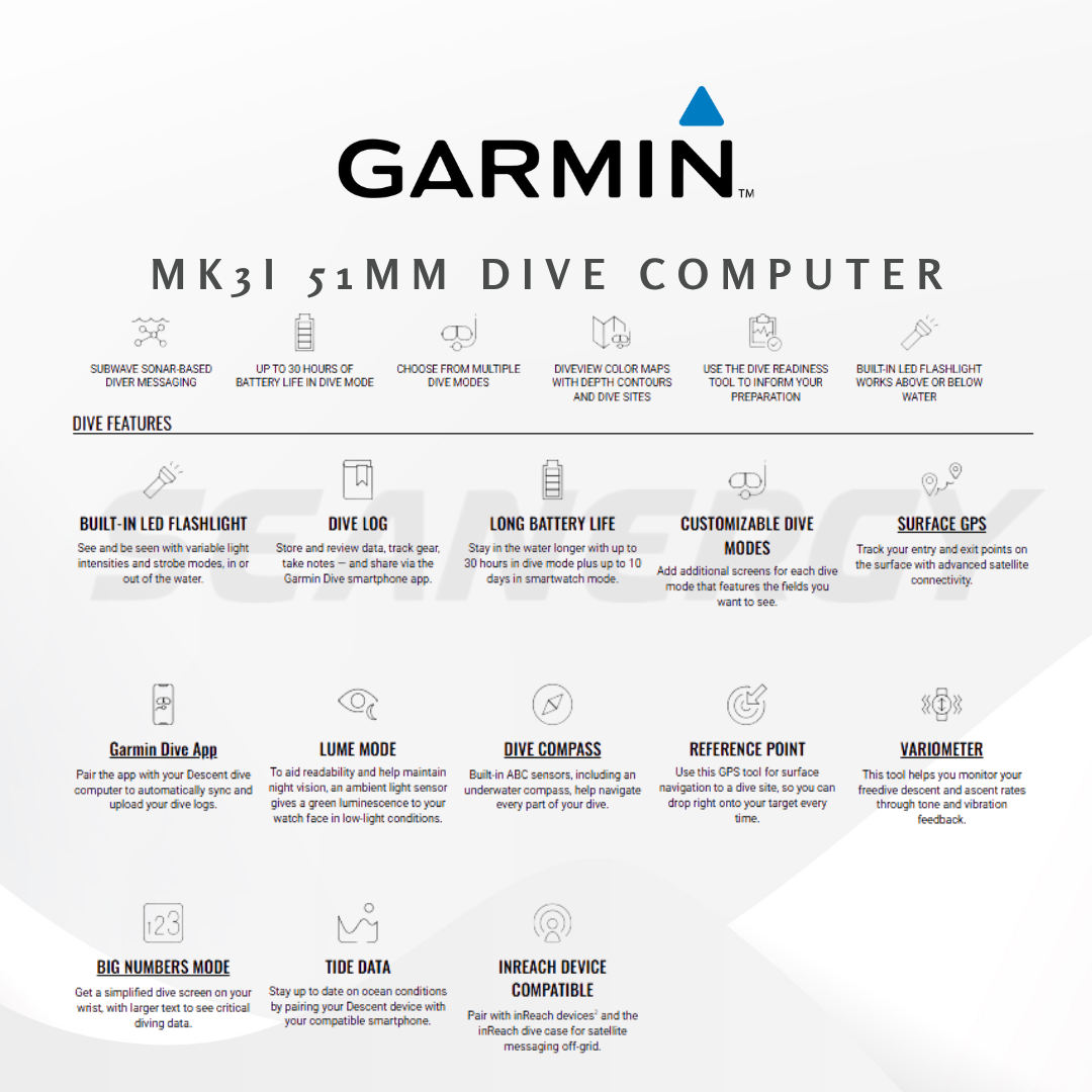 GARMIN Descent MK3I MK3 MK2 MK2i Dive Computer All In One Sports Watch ...
