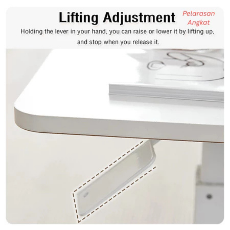 68CM Bedside Table With Hidden Wheel Adjustable Height Table 床邊桌 ...