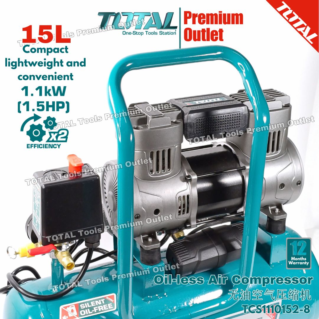 TOTAL Tools 15L Oil-free pump Air compressor 1100W(1.5HP) Compact ...
