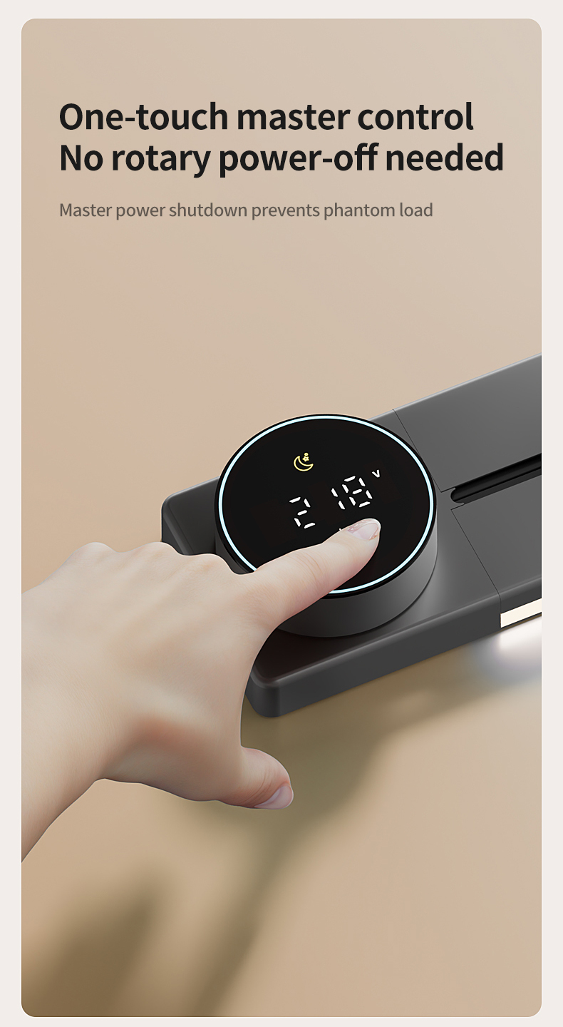HAIKO Smart Display Power Track Socket Strip with Touch Light Slide ...
