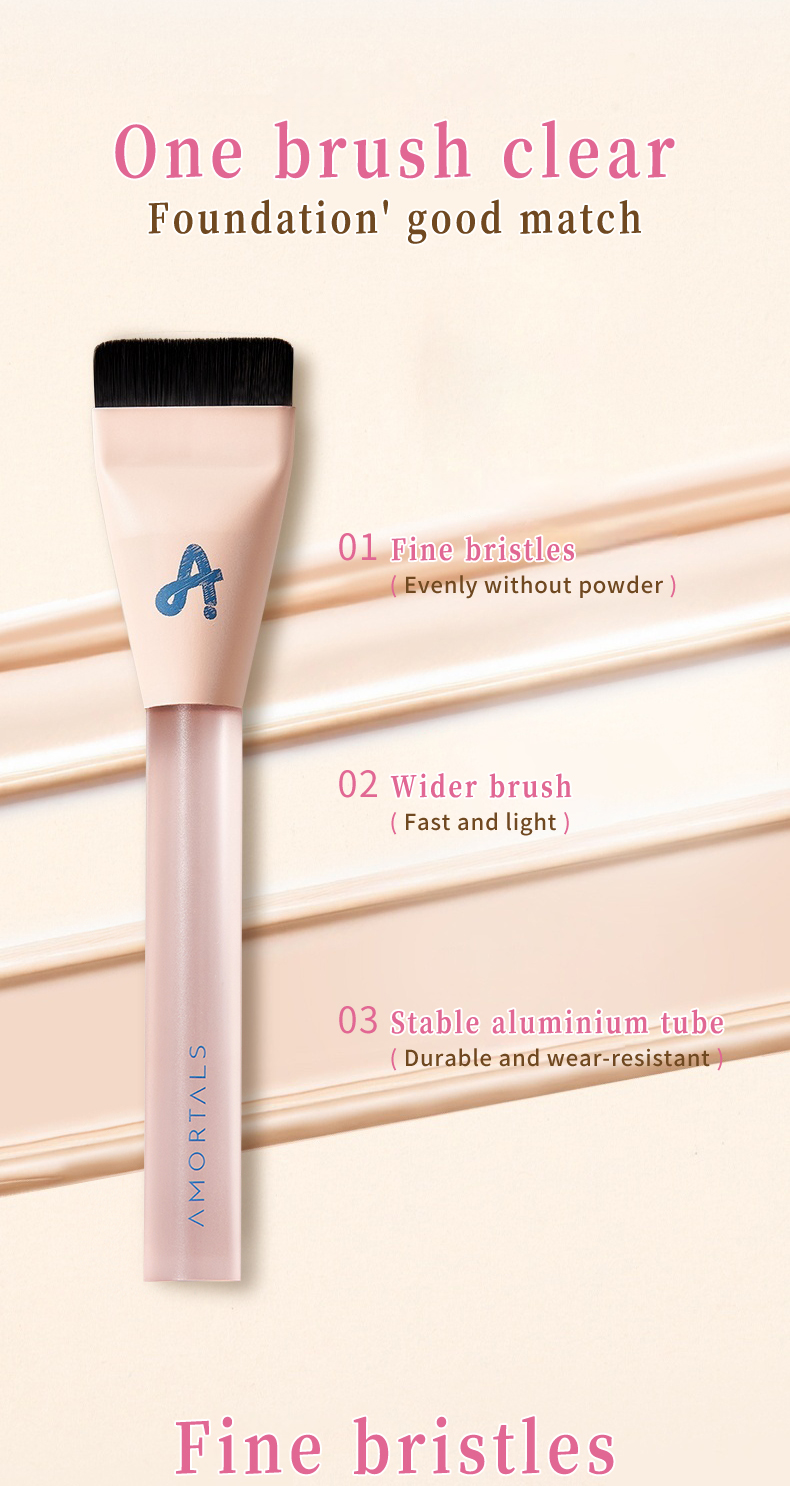 AMORTALS Ultra-thin Straight Foundation Brush 尔木萄一字型粉底刷扁平头不吃粉刀锋无痕初学者粉底液 ...