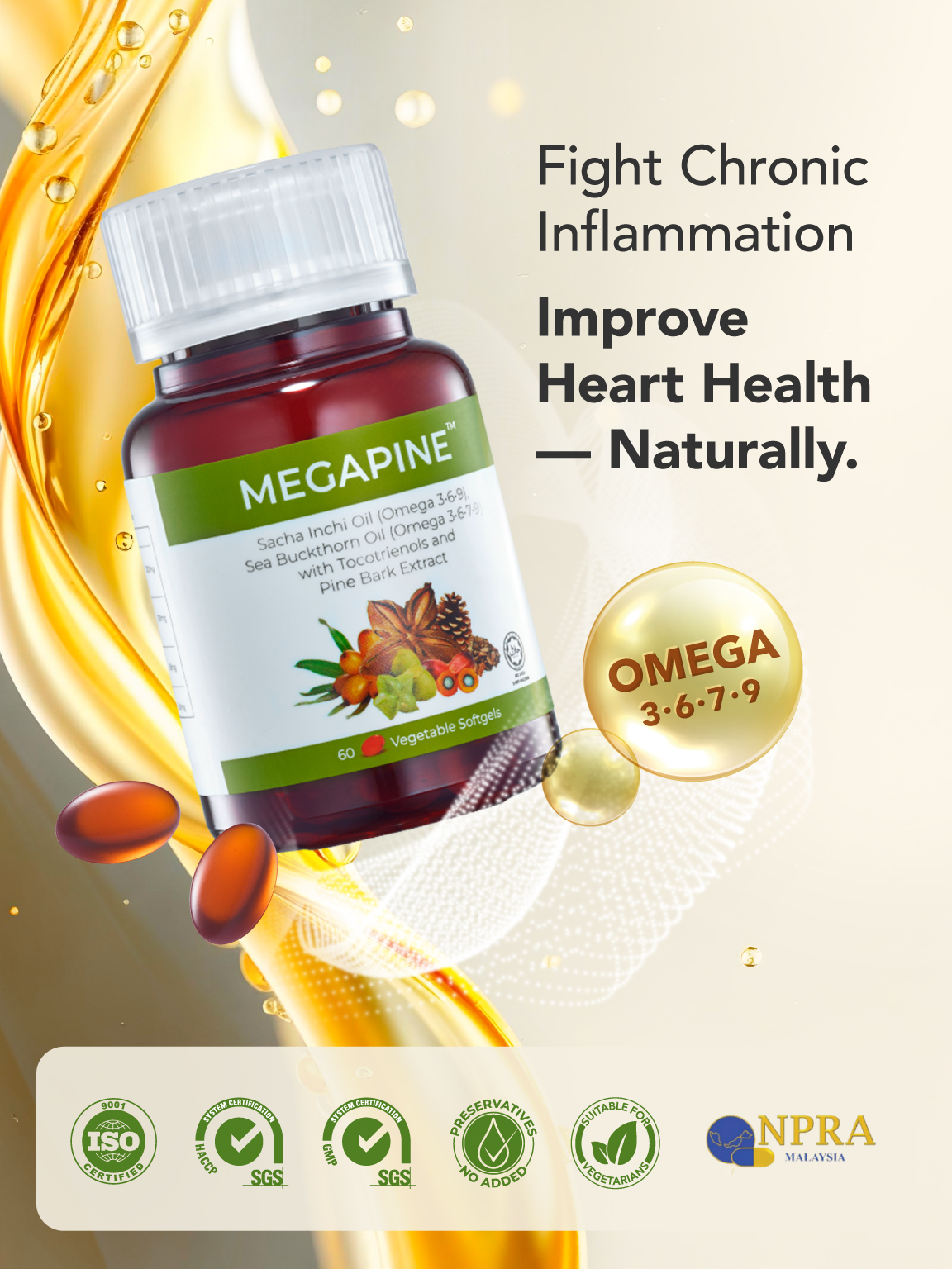 [Official | 100% Authentic] MEGAPINE (OMEGA 3-6-7-9)60'SOFGELS | Shopee ...