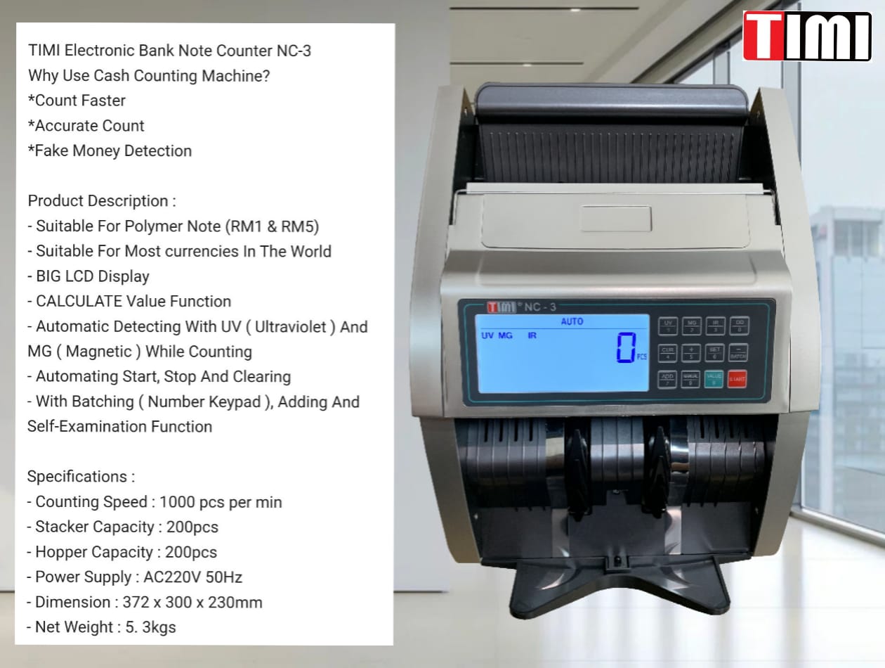 Mesin Kira Duit Kertas Wang | Note Counting Machine丨NC-3 Note Counter ...