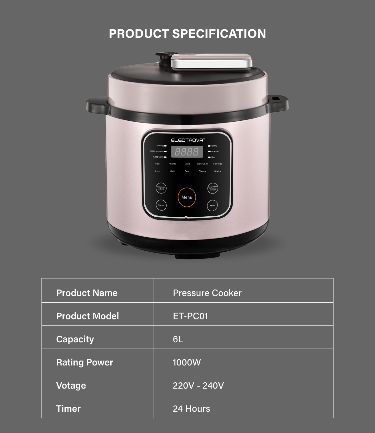 Electrova InnovaCook 6L Electric Pressure Cooker | Multi-Function | 10 ...