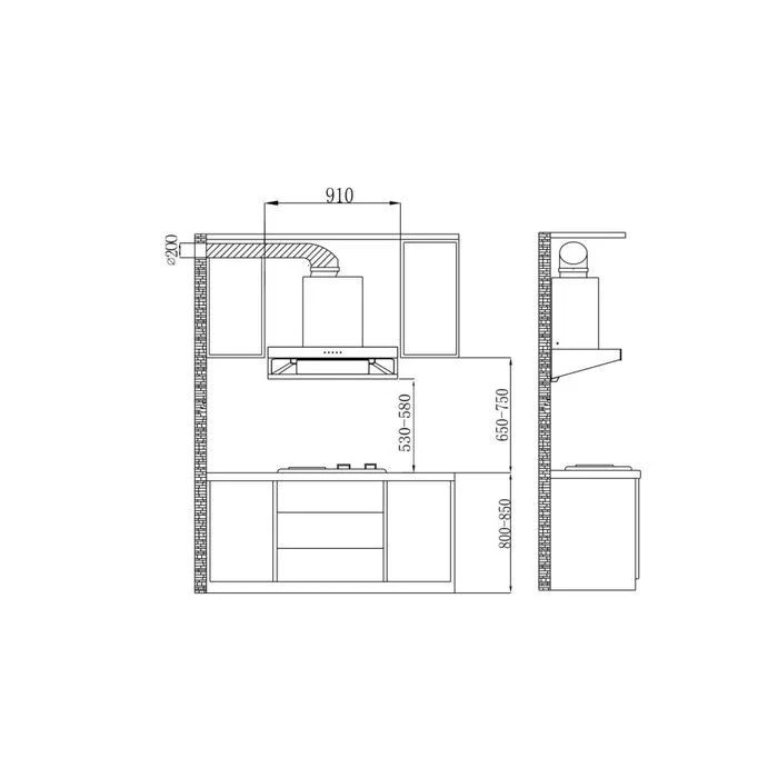 Elba Hood Designer Hood EHQ9633ST(SS) 2000 m³/hr With auto clean