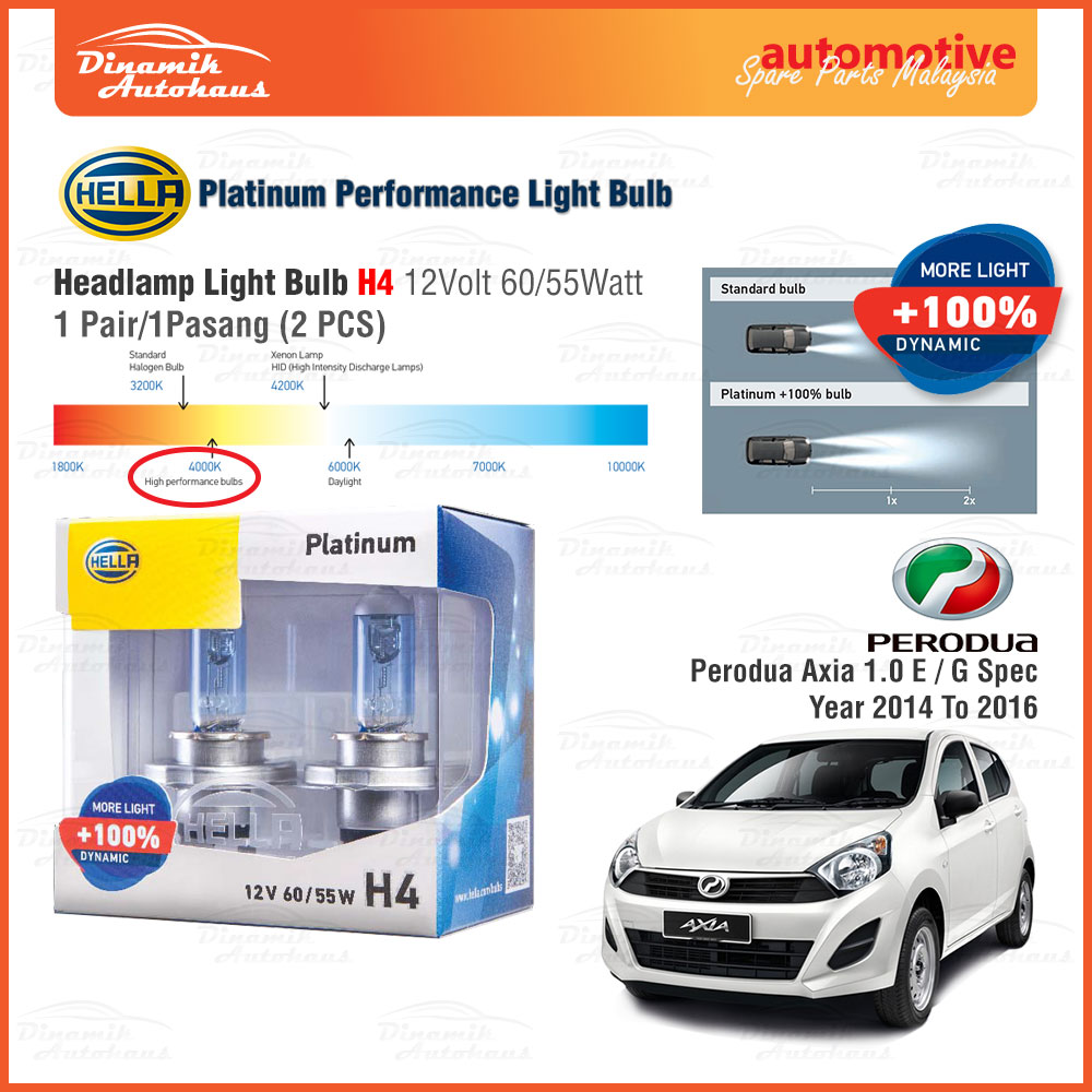 Perodua Axia E / G Spec Year 2014 To 2016 Car Headlamp Light Bulb Hella ...